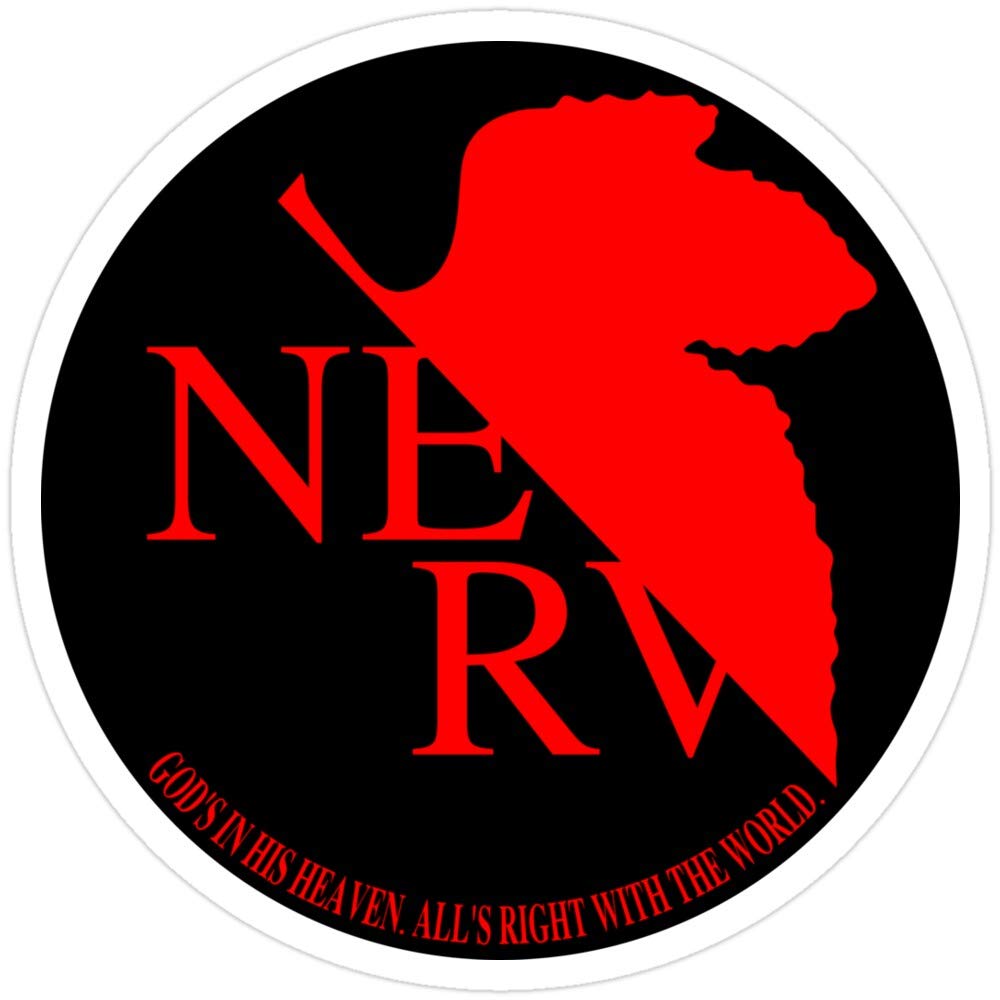 NERV Black Vinyl Stickers (3-Pack) - Waterproof Decals for Laptop, Phone, Car, Guitar & Fridge - Anime-Themed Funny Stickers for Tech Devices & Home Decor