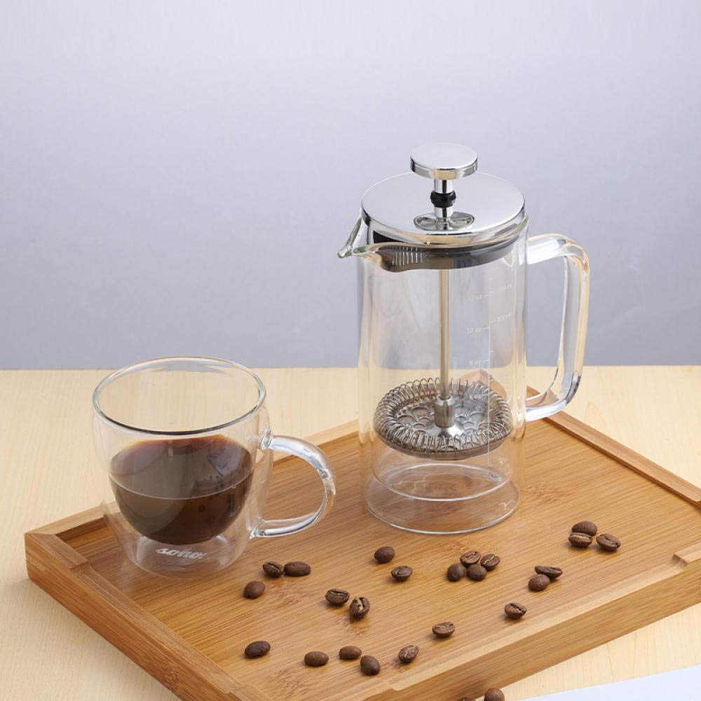 Double Wall Heat-Resistant Glass French Press Coffee Maker - 600ML Hand Press Filter for Rich Brewing - Perfect for Home, Office & Camping Coffee Lovers