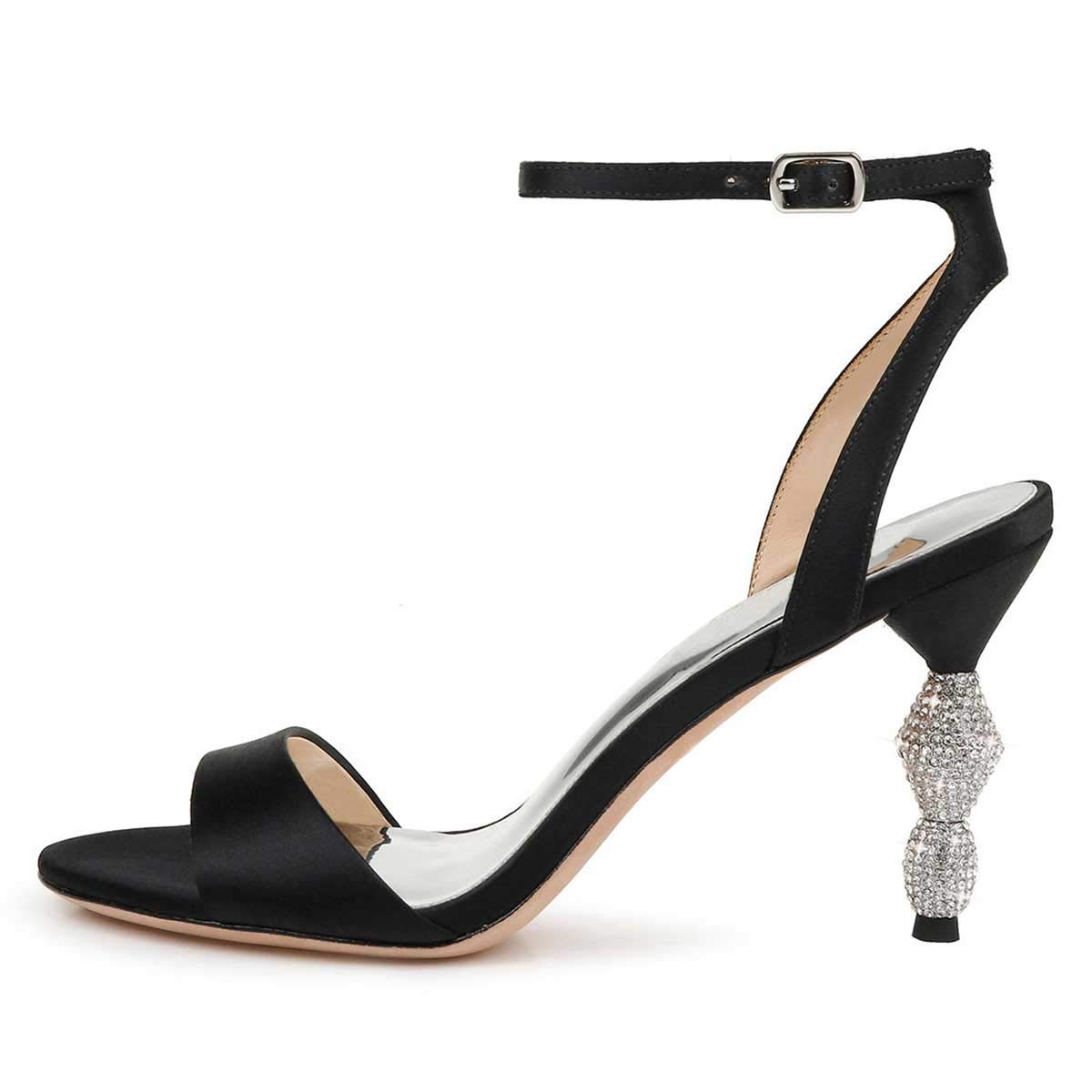 XYD Women's Crystal Rhinestone High Heel Sandals - Ankle Strap Open Toe Strappy Slingback Dress Shoes for Wedding, Party & Cocktail Events - Size 5-11 US - Perfect for Evening Galas, Bridal Showers & Formal Occasions