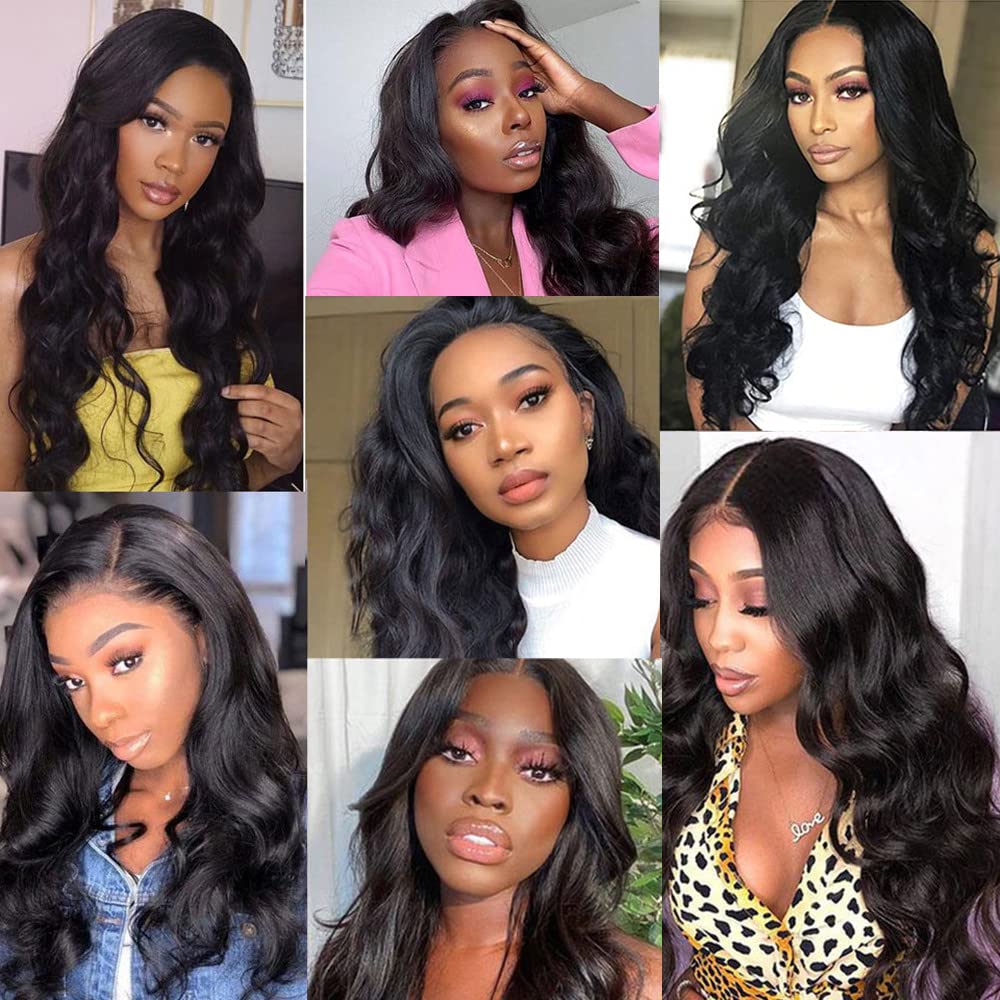 Brazilian Body Wave Bundles with 13x4 Lace Frontal - 100% Unprocessed Virgin Human Hair (20 22 24+18 Inches) - Perfect for Protective Styles, Weaves & Natural Hair Extensions