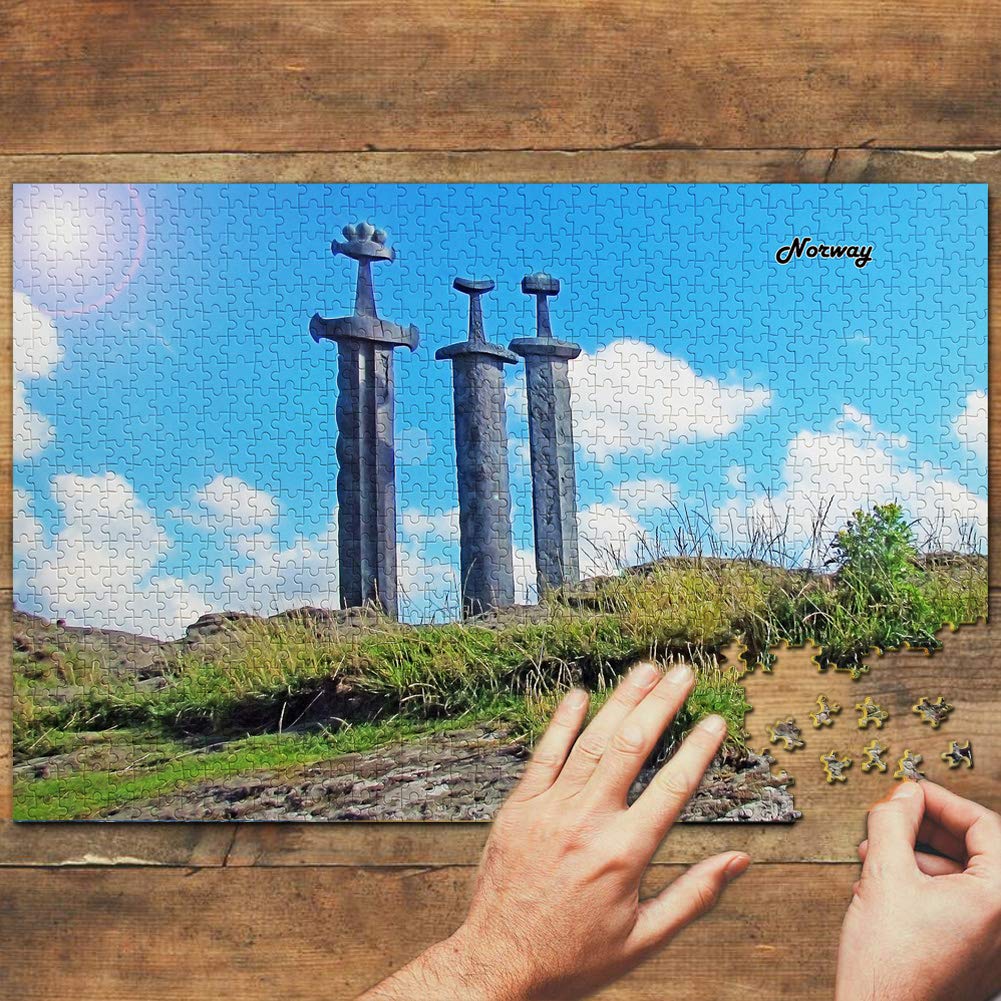 1000-Piece Norway Three Swords Stavanger Wooden Jigsaw Puzzle - Scenic Travel Souvenir & Home Decor for Puzzle Lovers, Adults & Families