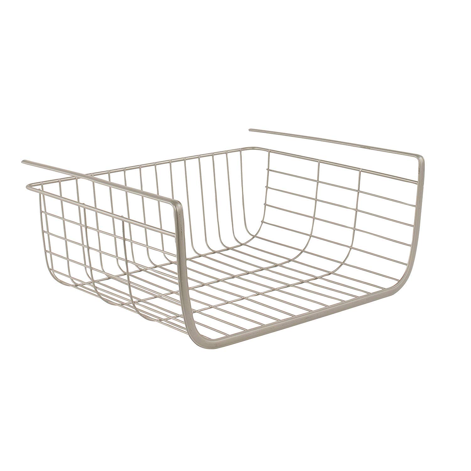 Spectrum Diversified Ashley Small Storage Shelf - Organize Kitchen Cabinets, Pantry & Bathroom in Satin Nickel - Perfect for Home, Office & Dorm Organization