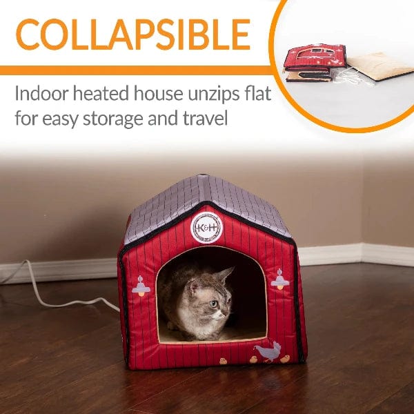 K&H Thermo Indoor Pet House - Heated Cat & Dog Bed with Soft Fleece Lining - Perfect for Winter Warmth & Comfort in Home, Office or Kennel