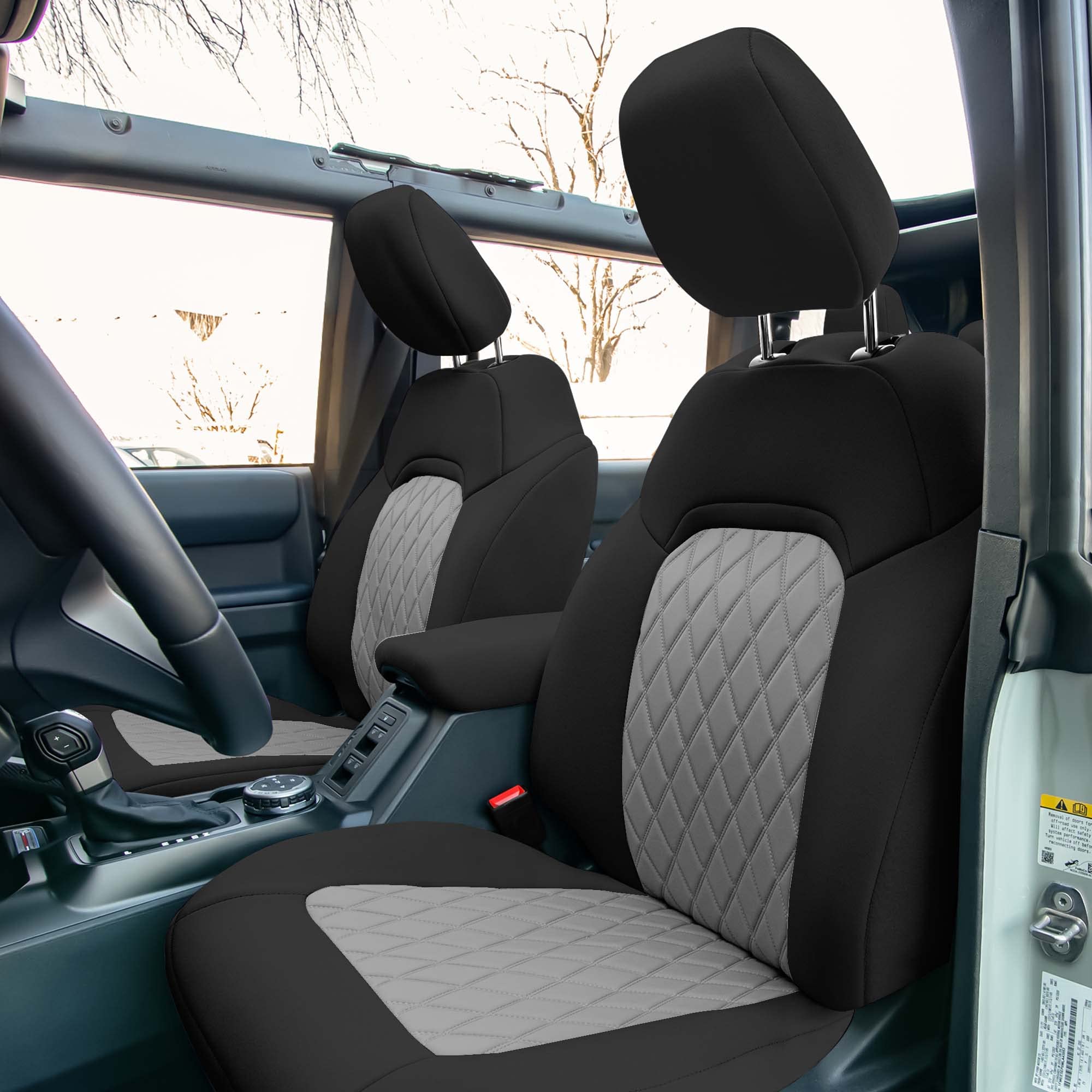 FH Group Custom Fit Neoprene Seat Covers for 2021-2024 Ford Bronco Full Size SUV - Water Resistant Neosupreme Automotive Seat Protectors (Full Set, Gray) | Perfect for Off-Roading, Camping & Daily Commute