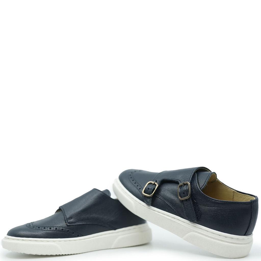Blublonc Navy Wingtip Dress Sneakers for Men - Comfortable Business Casual Shoes - Perfect for Office, Wedding & Formal Events