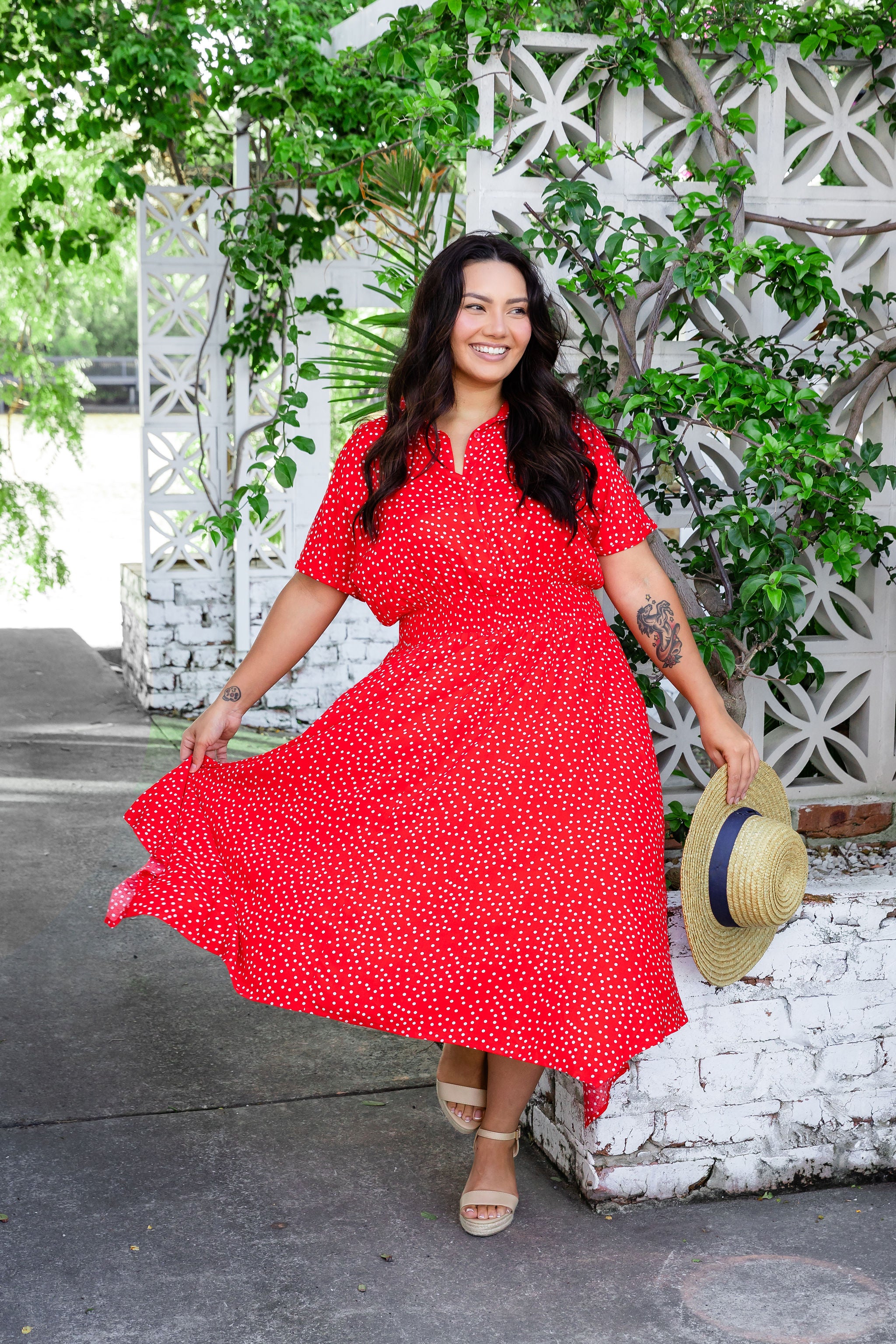 Stylish Cameron Dress in Red & White - Perfect for Parties, Weddings & Special Occasions