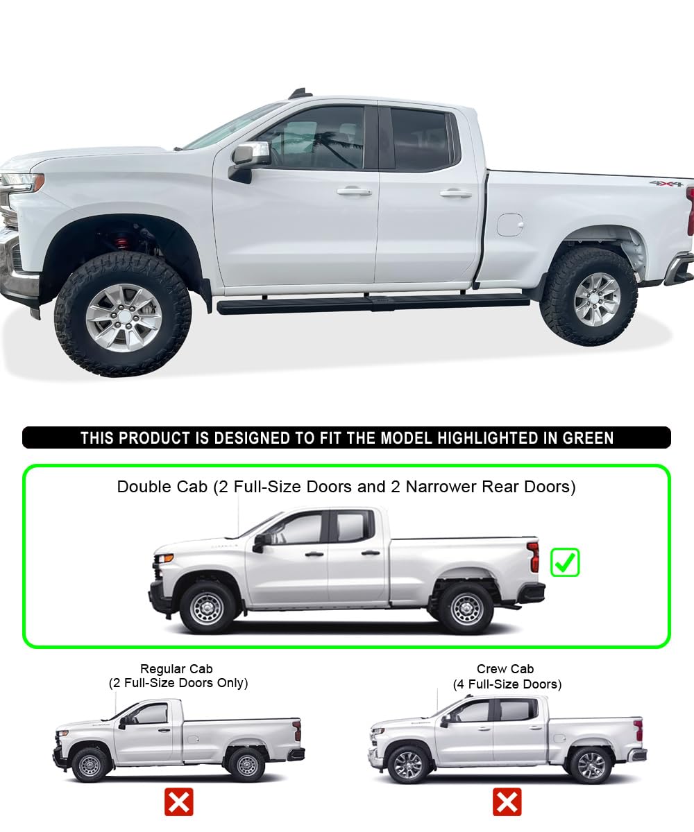 Premium HD Steel Wheel-to-Wheel Running Boards for 2019-2025 Chevy Silverado/GMC Sierra 1500 Extended Cab 6.5ft Bed & 2020-2025 2500/3500 Models (Excludes 2019 1500 LD) - Durable Side Steps for Off-Roading, Truck Access & Enhanced Style