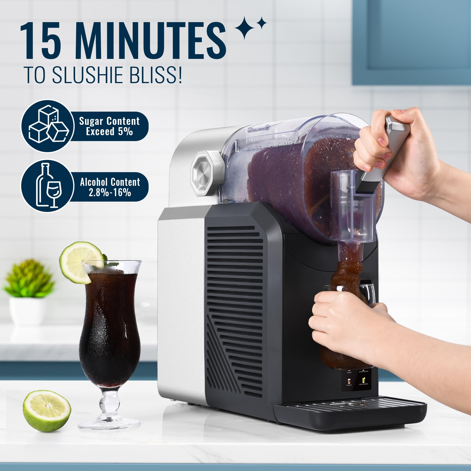 Best Slushie Machine for Home - 15-Min RapidChill Technology, 88 oz Capacity with 6 Preset Programs for Frozen Margaritas, Milkshakes & Frappés - Perfect for Parties, Summer Treats & DIY Beverages