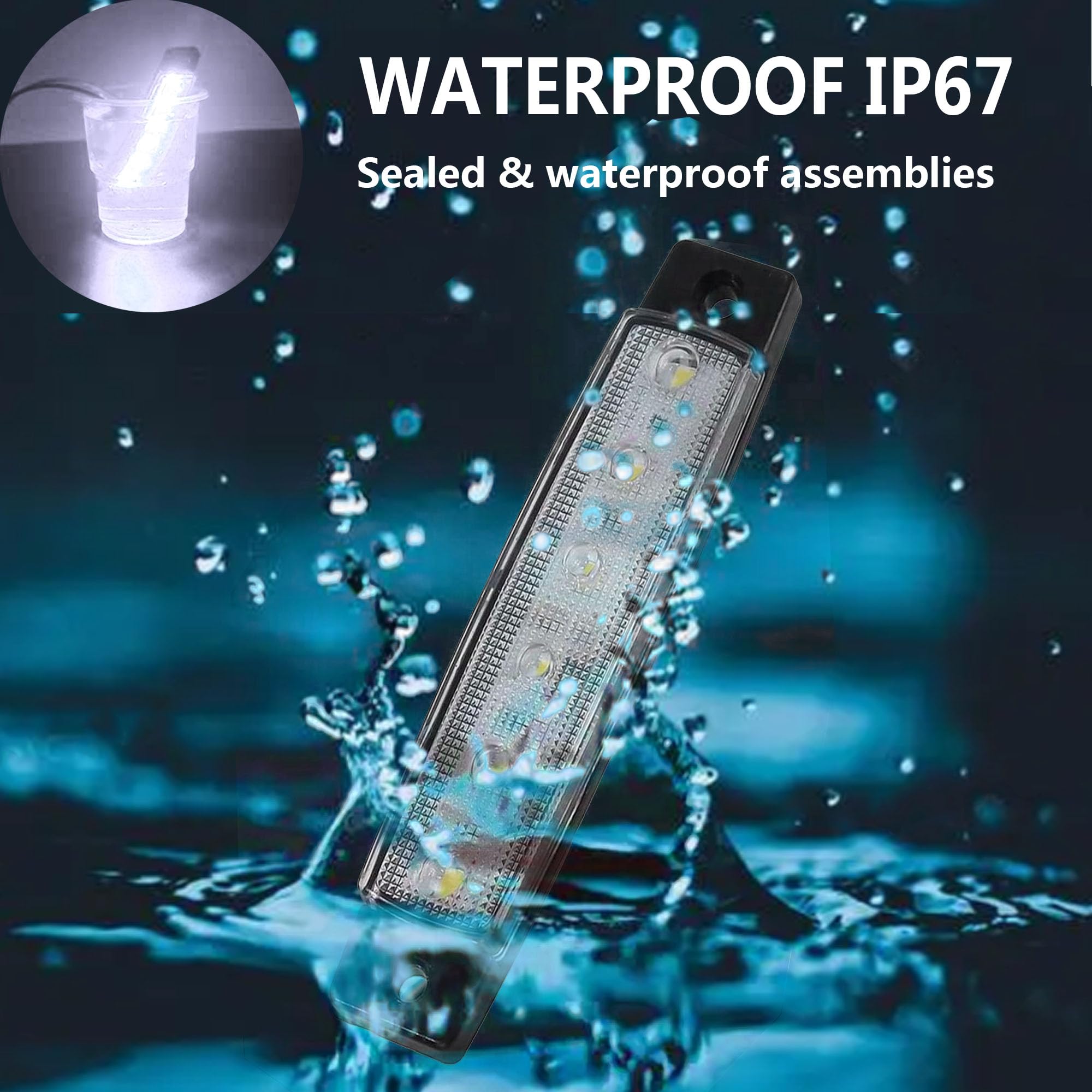 12V White Marine Boat Interior Lights - Waterproof LED Navigation Lights for Deck, Transom, Cockpit, Bow & Stern - Perfect for Kayaks, Yachts, Fishing Boats, Pontoons & Sailboats (10Pcs) - Ideal for Night Fishing, Cruising & Water Safety