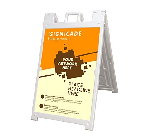 Signicade Double-Sided A-Frame Sidewalk Sign - Portable Folding Sandwich Board for Advertising (2'W x 3'H, White) | Ideal for Storefronts, Restaurants & Outdoor Promotions | 5-Year Warranty