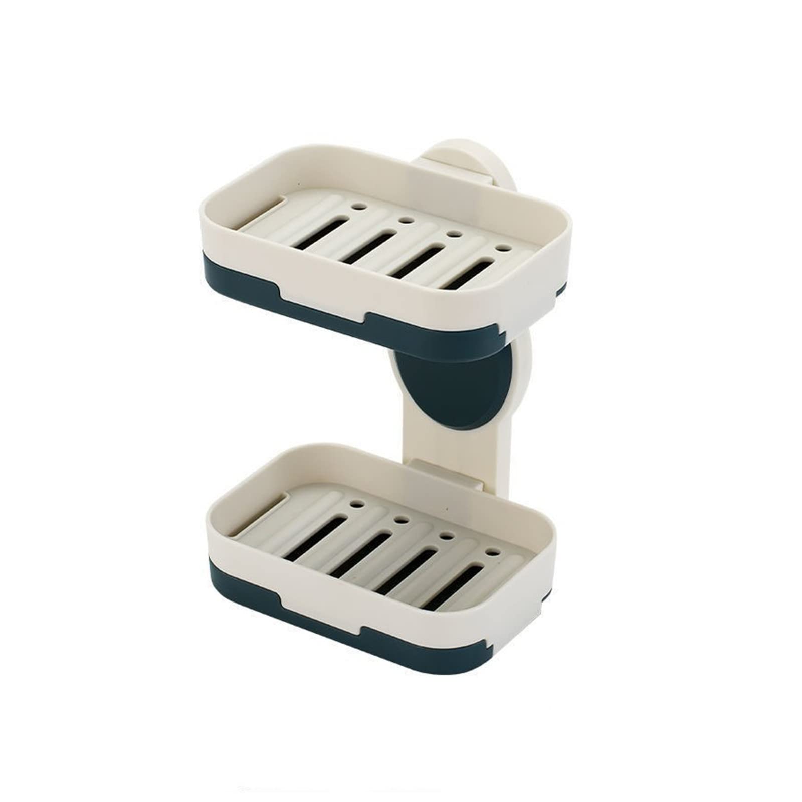 Double Layer Soap Dish with Drainage - Wall Mounted Bathroom Soap Holder & Storage Rack - Two-Way Rotating Soap Box (Green) - Perfect for Showers, Sinks & Kitchen Countertops