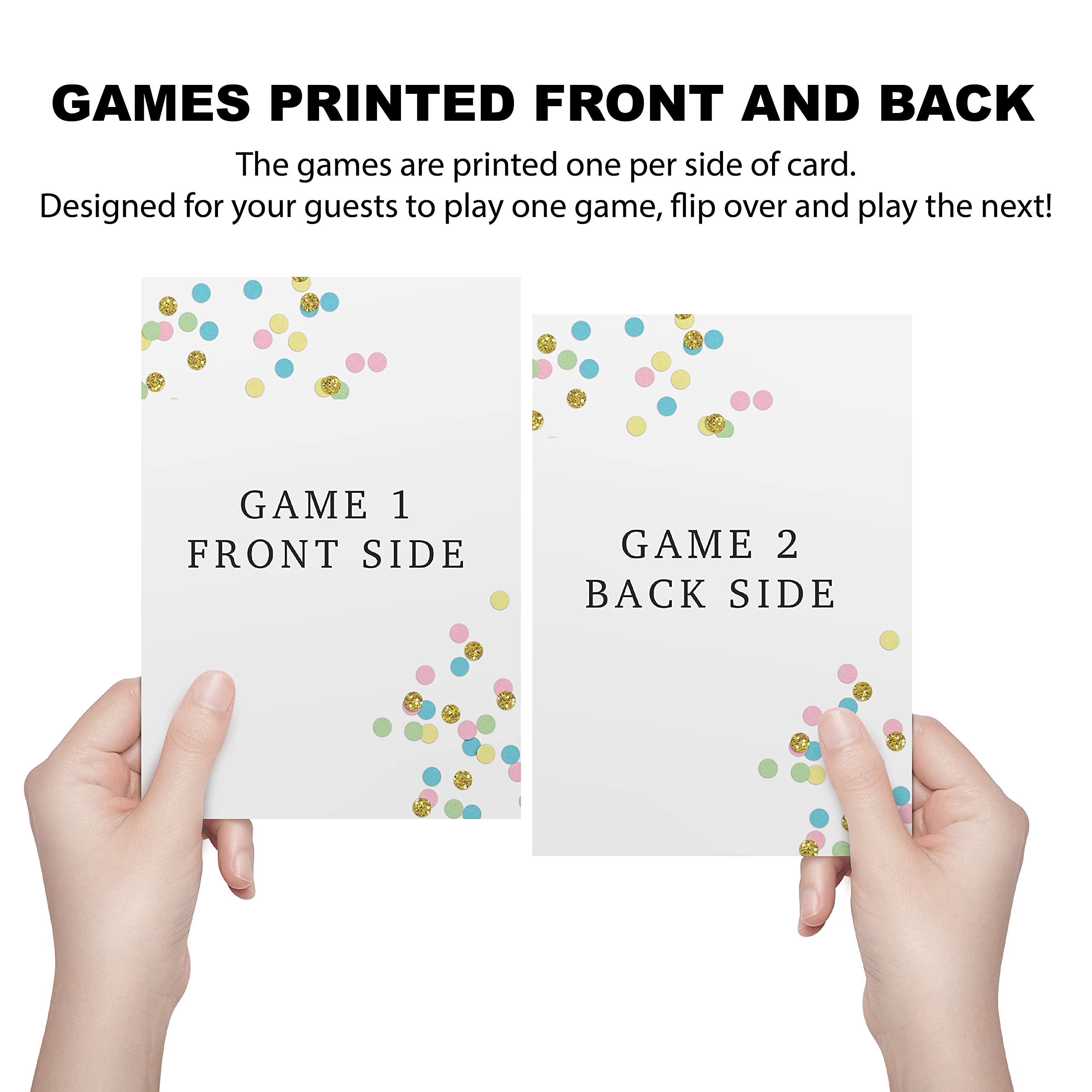 25 Fun Bridal Shower & Bachelorette Party Games Set - Pink & Gold Heart Themed - Includes He Said She Said, Find The Guest, Would She Rather & What's In Your Phone - Double-Sided Printed Cards - Perfect for Wedding Showers, Girls Night & Bachelorette Party Activities