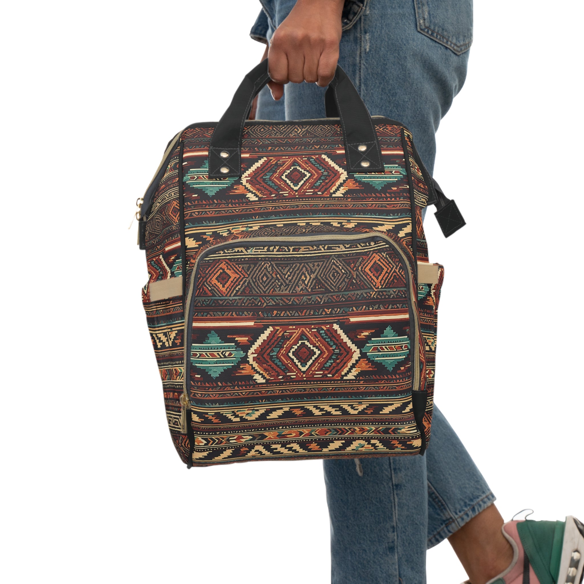 Multifunctional Diaper Backpack for Moms - Stylish Southwest Sequoyah Design, Spacious Baby Essentials Organizer - Perfect for Travel, Outings & Daily Use with Baby