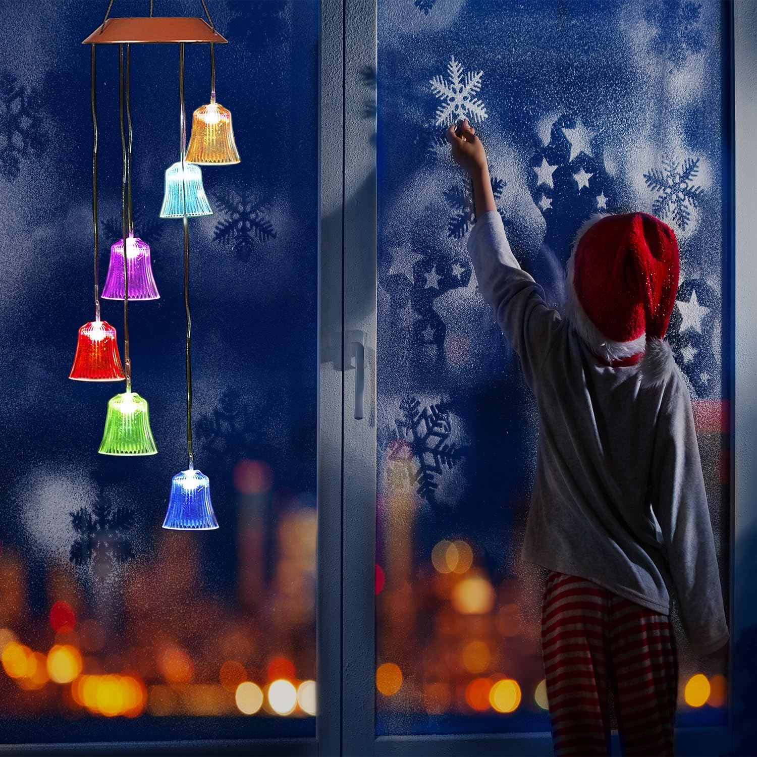 Solar Wind Chime Lights - Color Changing LED Hanging Bells with Hook for Patio, Garden, Halloween & Christmas Decor | Outdoor Home Decoration & Night Lighting