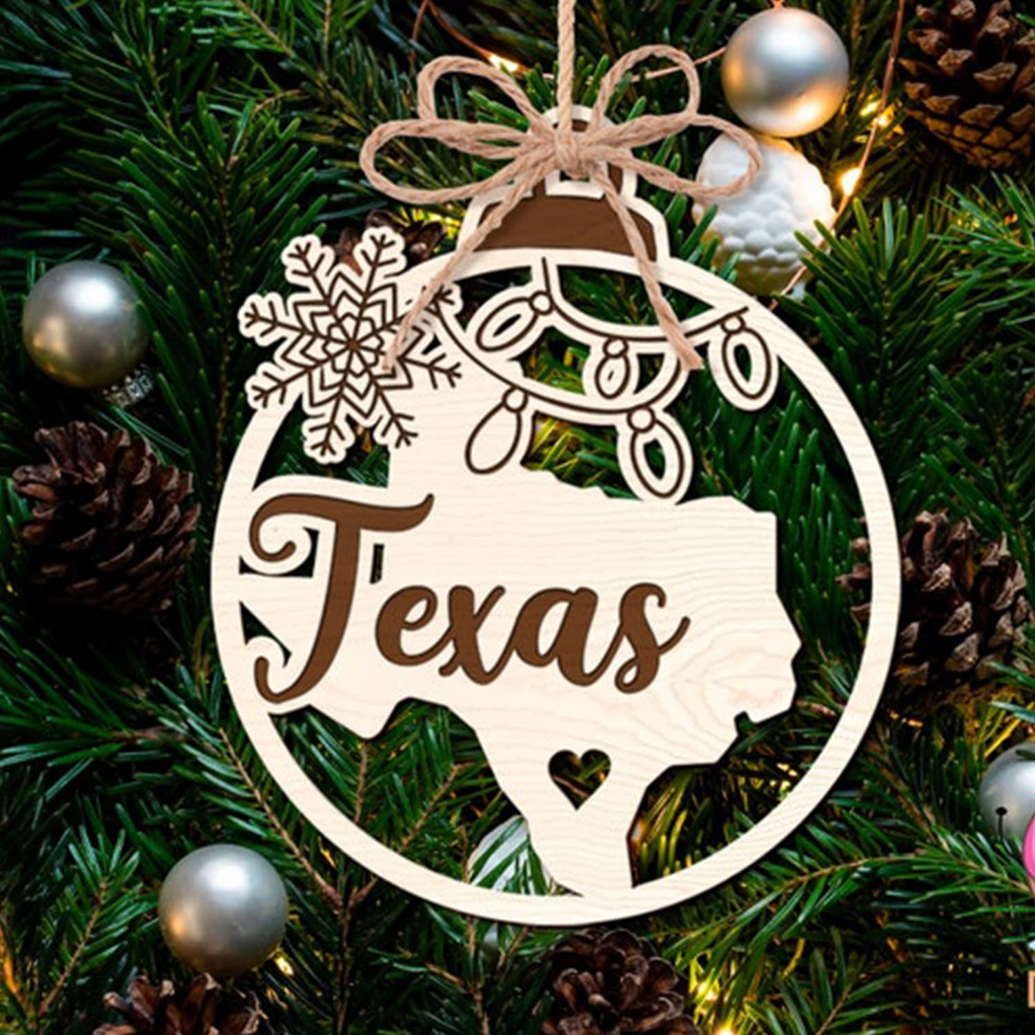 Texas State Ornaments - Handcrafted Wooden Christmas Tree Decorations (Pack of 10) - USA Made Holiday Decor for Home, Office & Gift Giving - Perfect for Christmas Trees, Wreaths & Festive Holiday Displays