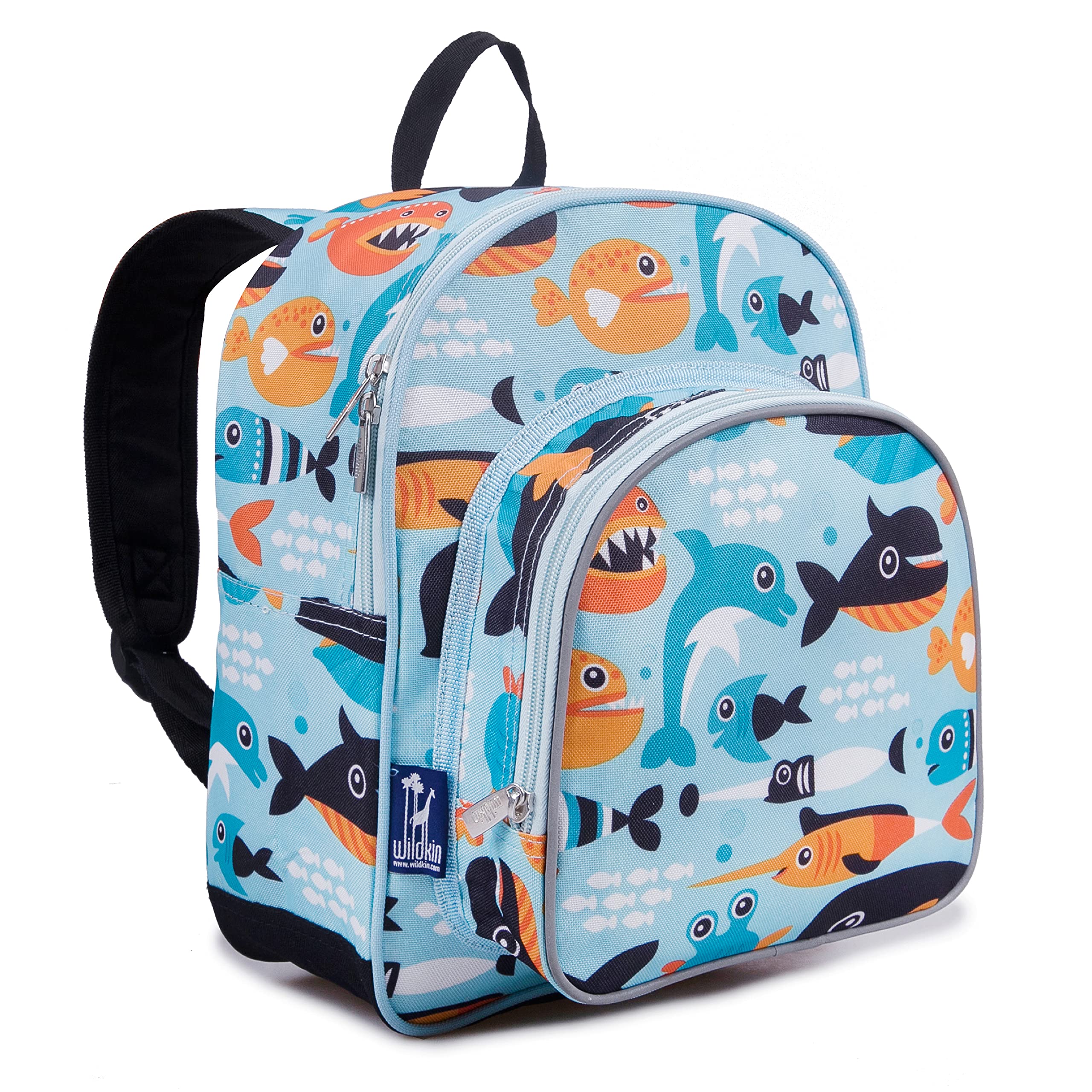 Wildkin 12-Inch Kids Backpack for Boys & Girls - Lightweight Toddler Backpack with Padded Back & Adjustable Straps, Perfect for Daycare, Preschool, School & Travel - Big Fish Design - Great for Everyday Use, Field Trips & Outdoor Adventures