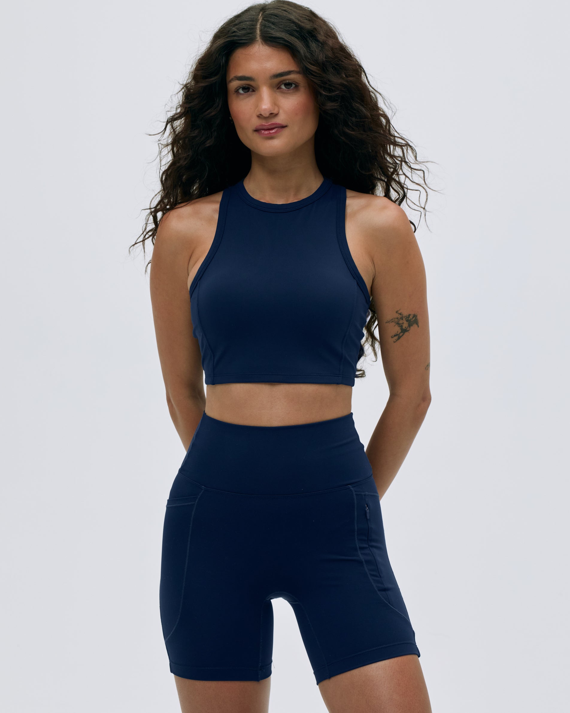 Ultimate Binding Detail Tank Bra - Navy Blue Sports Bra for Women - Comfortable Workout & Yoga Top for Active Lifestyles