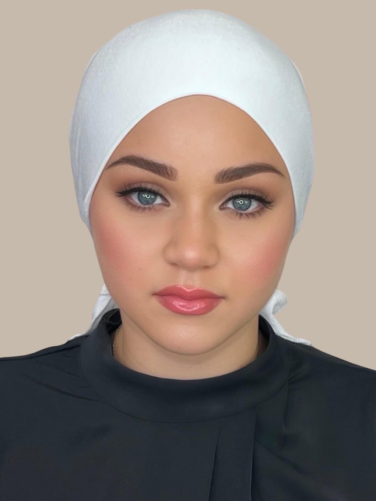 White Tie-Back Underscarf for Hijab - Comfortable & Breathable Muslim Headscarf for Daily Wear, Work, and Prayer