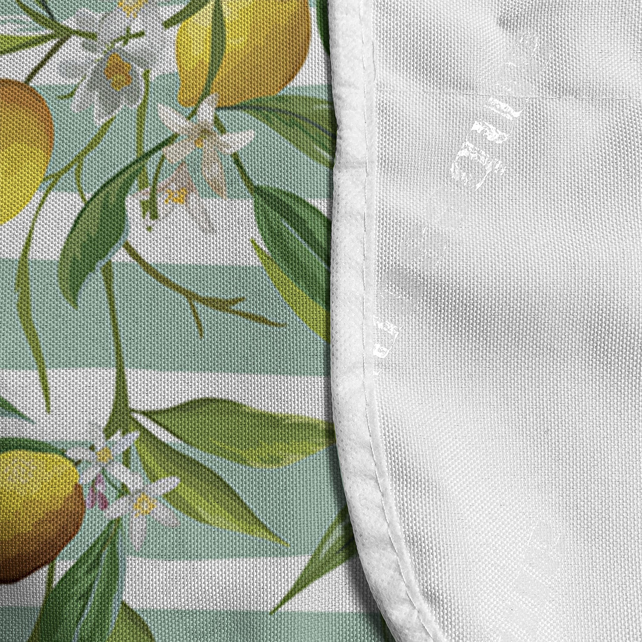 Ambesonne Waterproof Microwave Cover with Pockets - Blooming Lemon Tree Striped Art Design, 36
