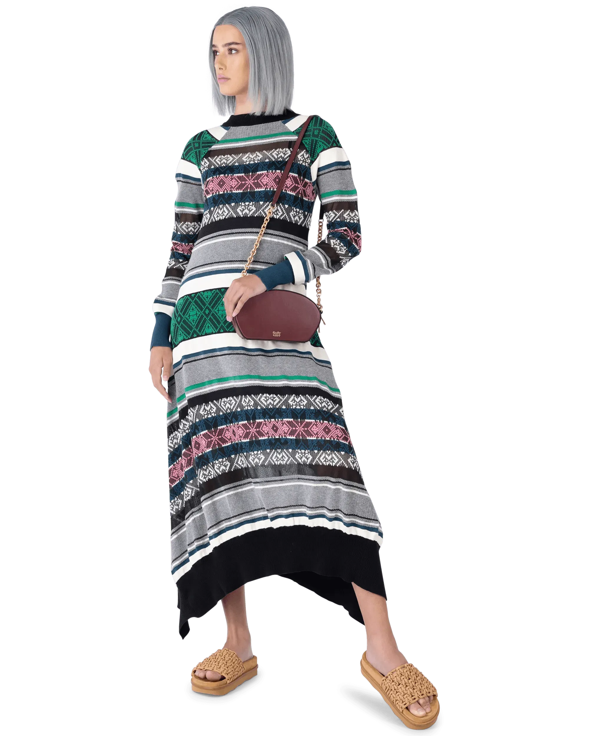 Stylish Jacquard Knit Sweater Dress for Women | Cozy Winter Fashion | Perfect for Office, Date Night & Holiday Parties
