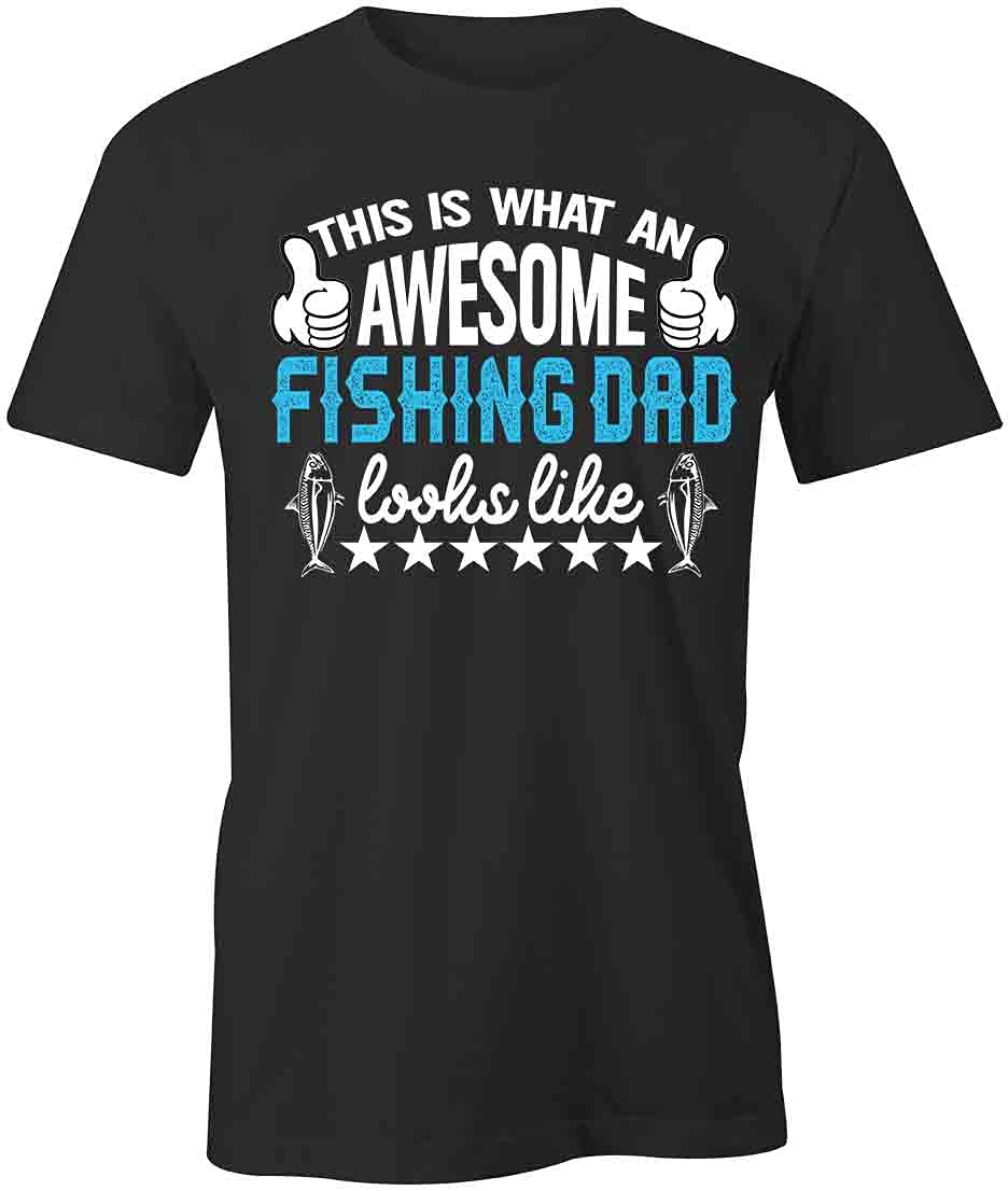 Awesome Fishing Dad T-Shirt - Funny Graphic Printed Tee for Men | Comfortable Cotton Black T-Shirt | Perfect Gift for Father's Day, Birthday & Fishing Enthusiasts