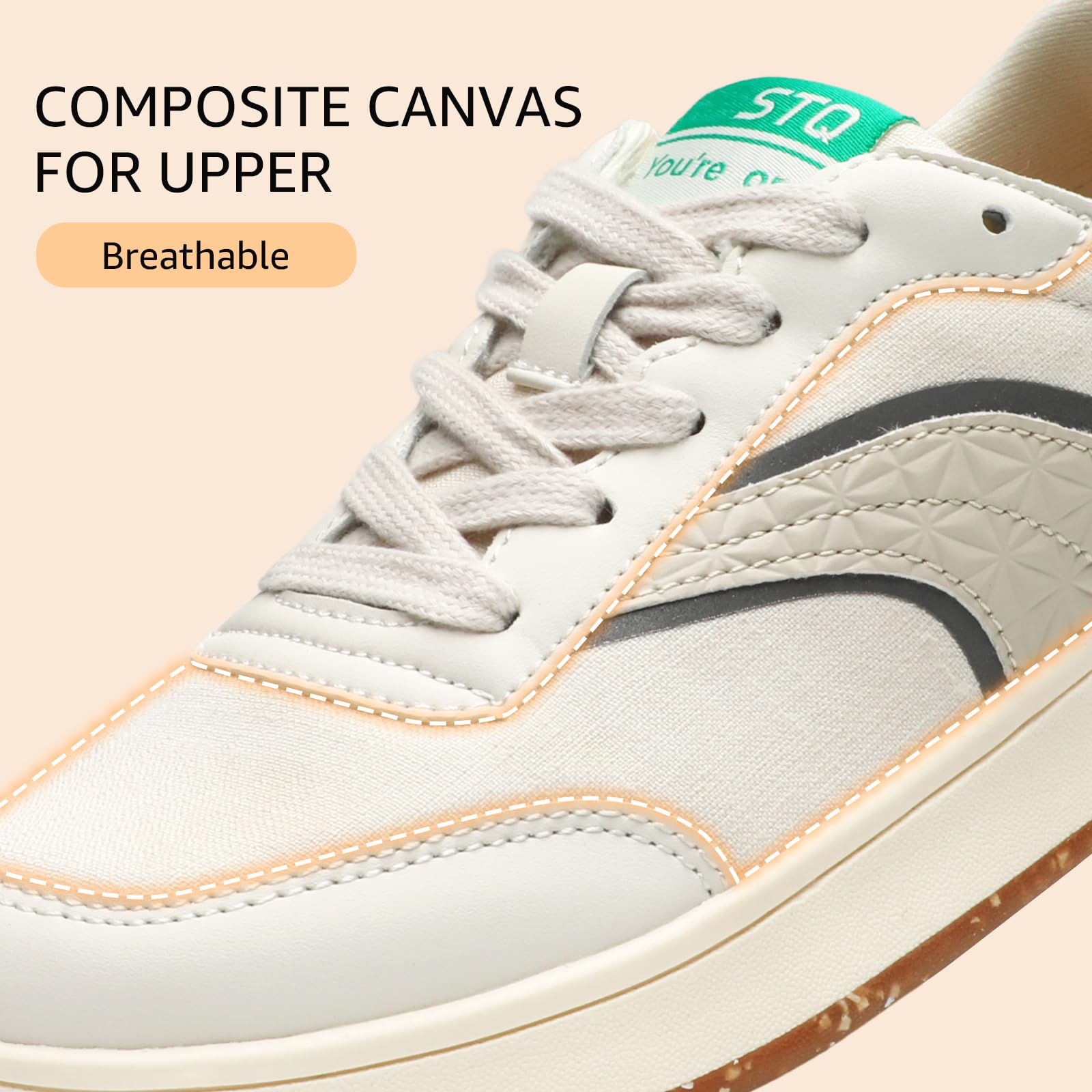 STQ Women's Skate Shoes - Lace Up Fashion Sneakers for Walking, Non-Slip Comfortable Canvas Shoes - Perfect for Skateboarding, Casual Wear & Street Style