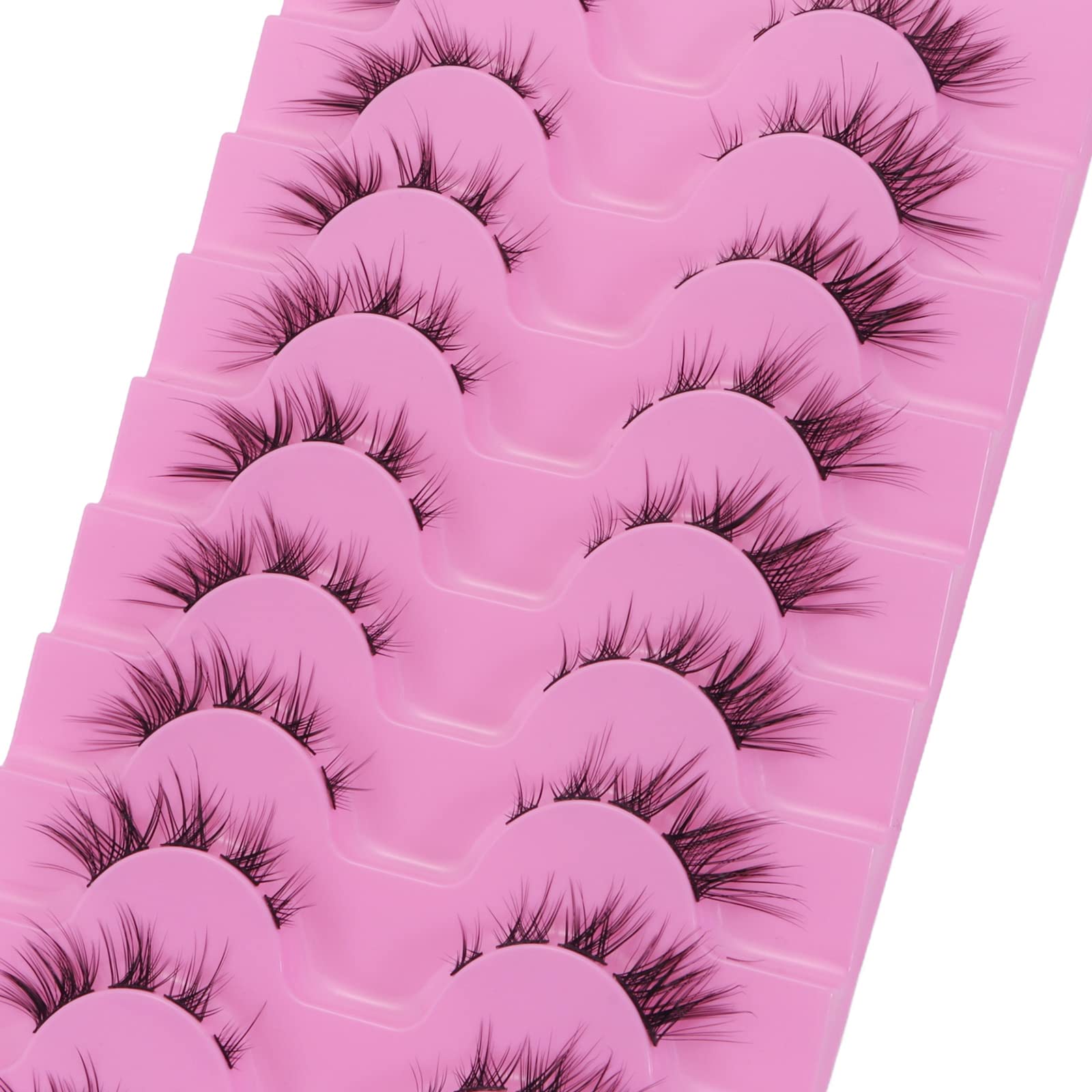 10 Pairs Outopen Cluster Lashes - Natural Look Manga Eyelash Clusters, C Curl Wispy Individual Lashes for DIY Cat Eye Extensions (A01-205) | Perfect for Daily Wear, Special Occasions & Manga Cosplay Looks