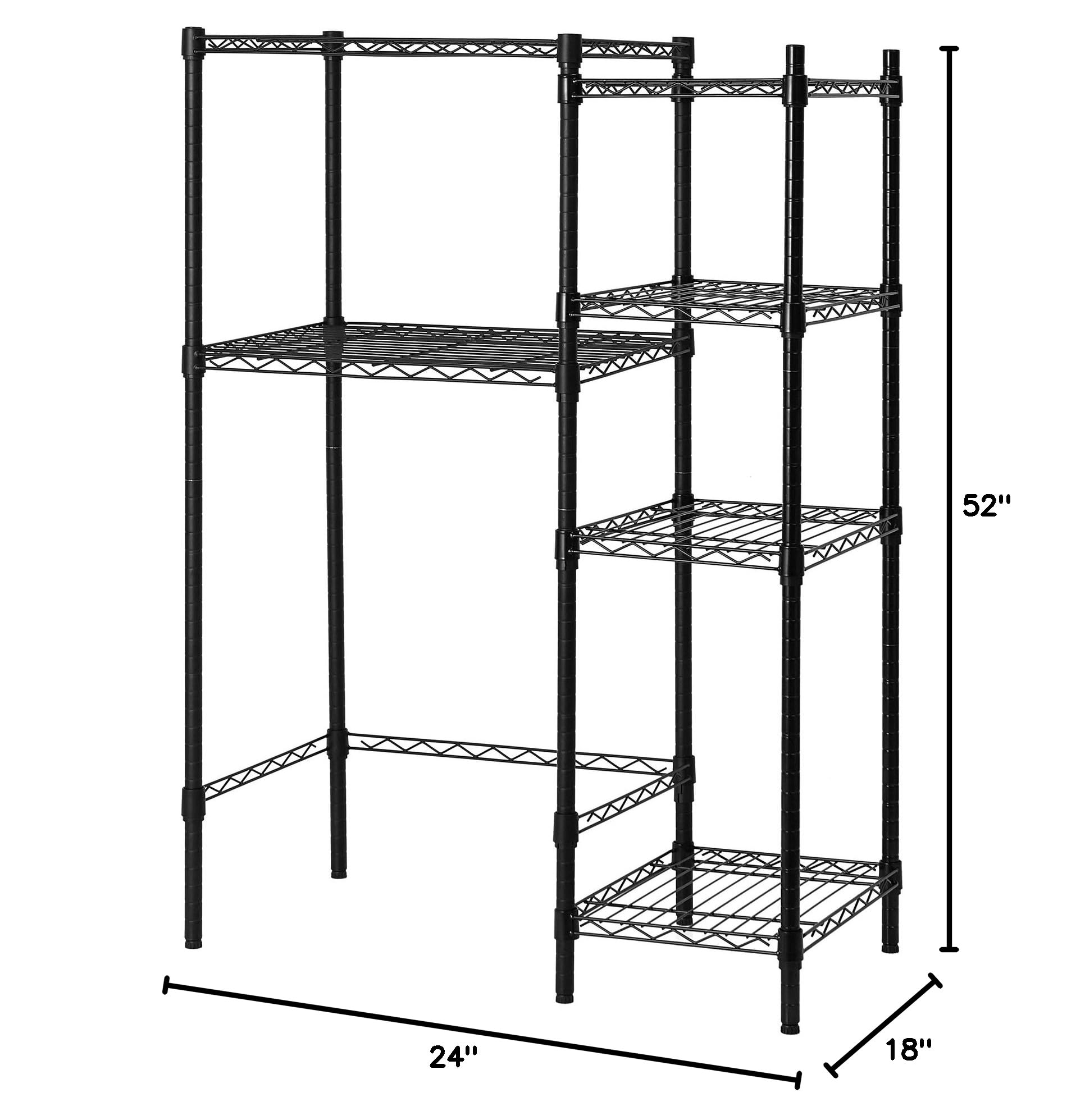 DormCo Suprima Mini Shelf Supreme - Black 4-Tier Space Saving Shelf Organizer for Dorm, Bedroom, Bathroom & Office Storage