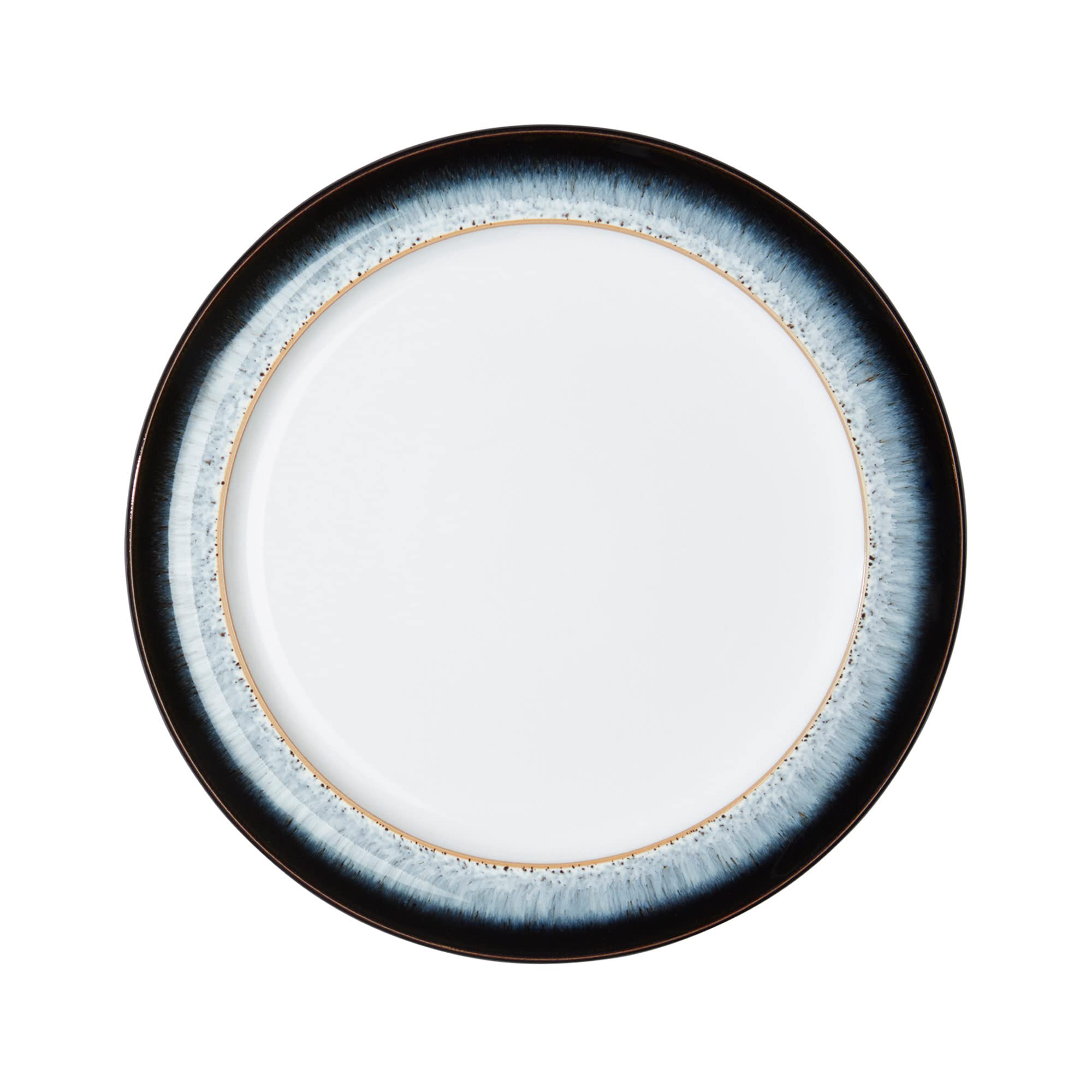 Denby Halo Medium Plates Set of 4 - 24.5cm Black, Grey & White Ceramic Stoneware - Dishwasher & Microwave Safe - Chip & Crack Resistant - Perfect for Everyday Dining, Dinner Parties & Restaurant Use