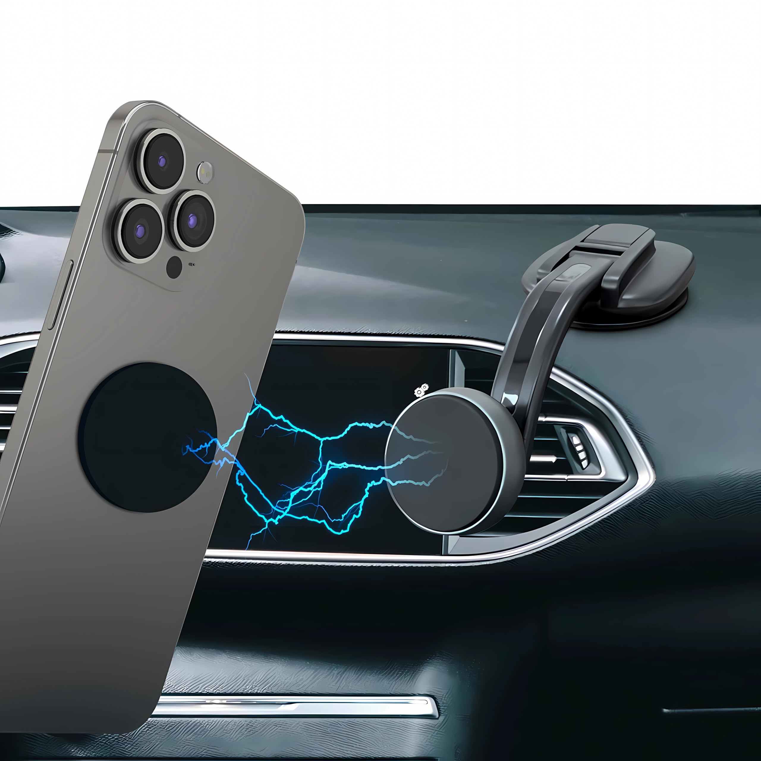 Best Magnetic Phone Holder for Car - Universal Dashboard & Vent Mount for iPhone 13/15 Pro Max - Strong Car Phone Mount for Safe Driving | Perfect for Commuting, Road Trips & GPS Navigation