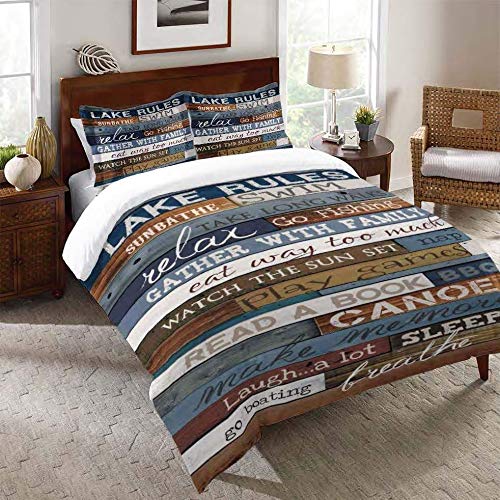 Laural Home Lake Rules Comforter Queen Size - Cozy Cabin & Lodge Bedding Set for Rustic Bedroom Decor - Perfect for Lakeside Retreats, Mountain Cabins and Cozy Winter Nights