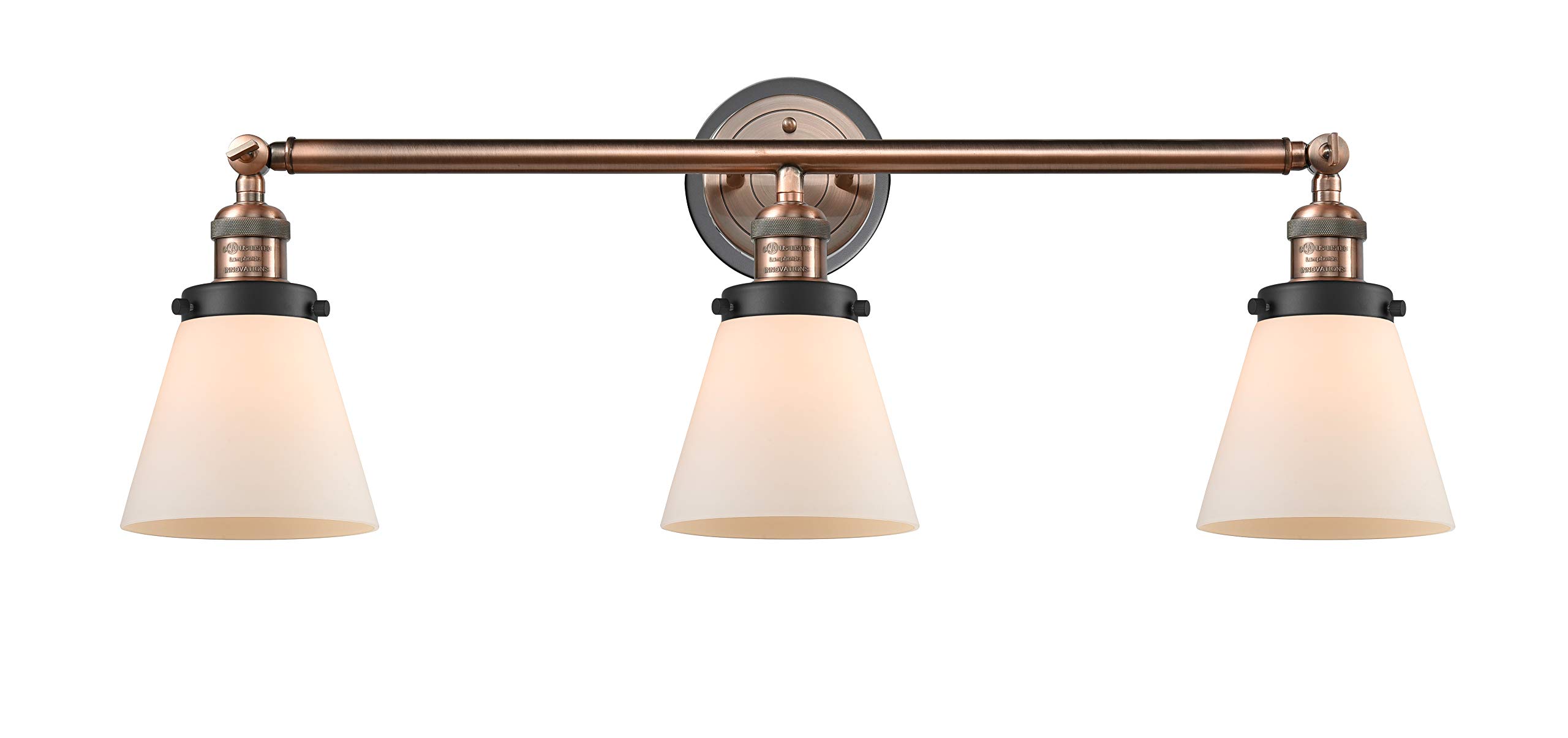 Franklin Restoration Collection 3-Light Bathroom Vanity Set - Innovations 205BP-ACBK-G61 - Elegant Bathroom Lighting Fixture for Modern Homes, Perfect for Master Bath or Guest Bathroom Renovation