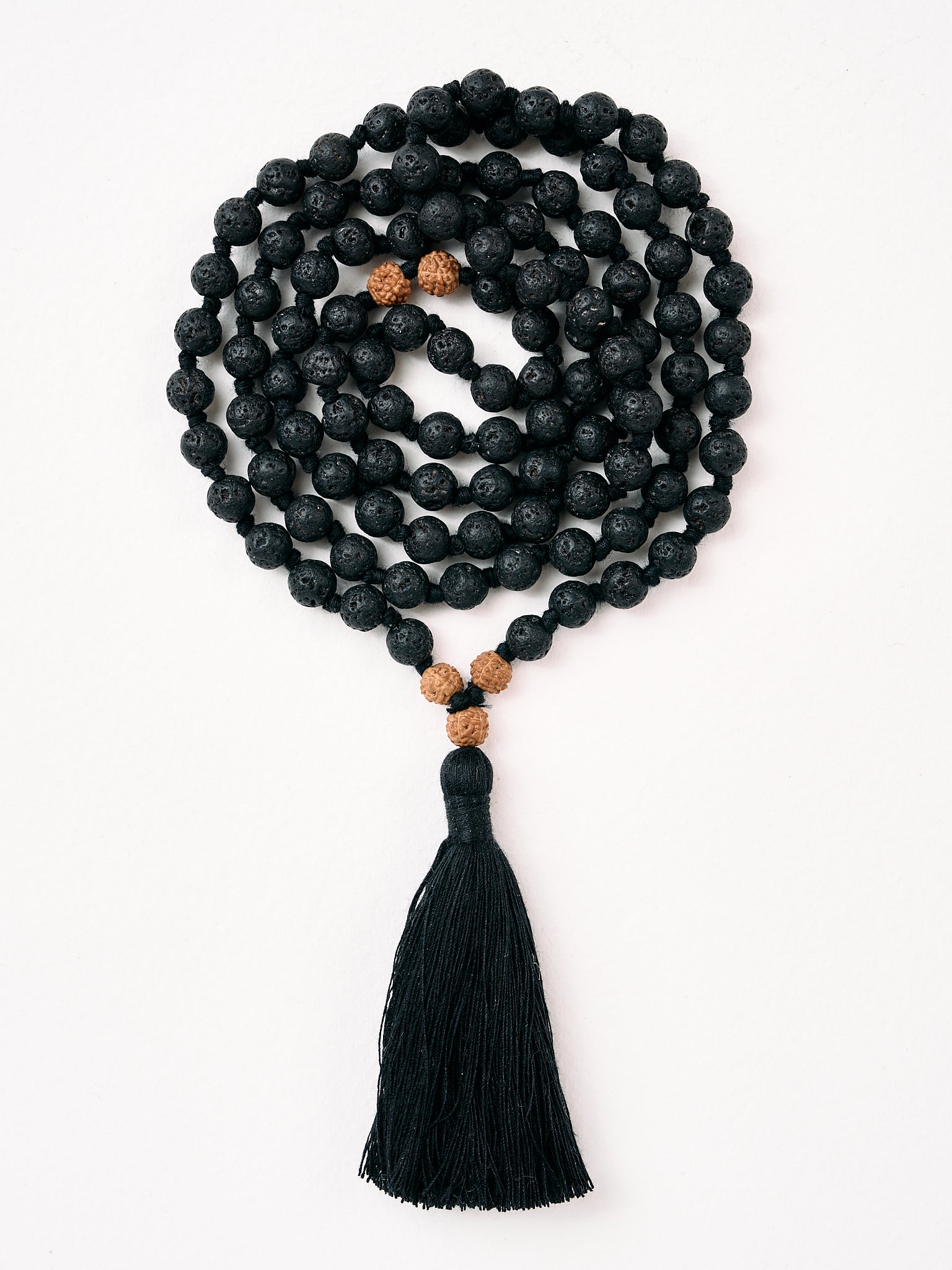 Black Lava Mala Bead Necklace - Buddhist Meditation Prayer Beads for Yoga, Mindfulness & Spiritual Healing