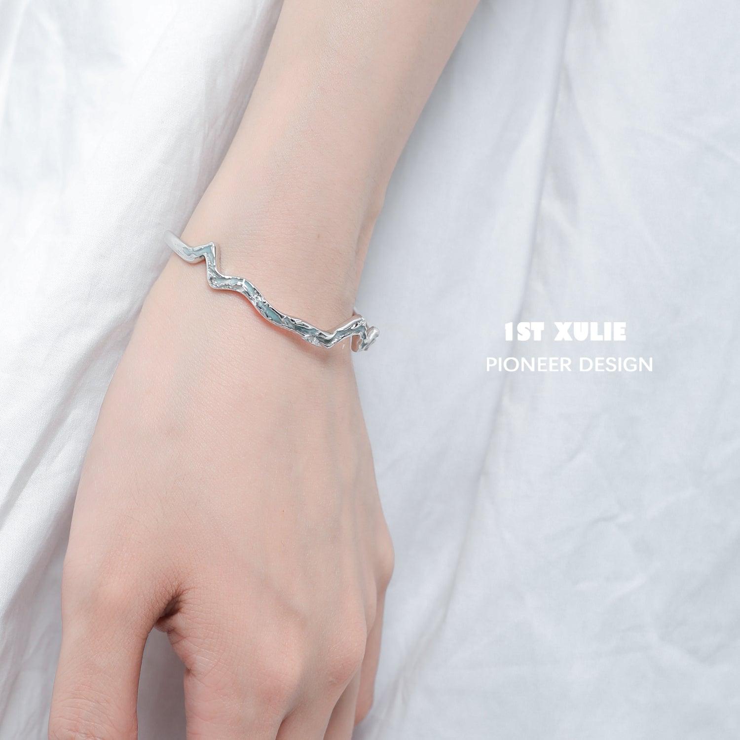 THE SEA Sterling Silver Irregular Bracelets™ - Unique Handmade Boho Jewelry for Women - Perfect for Casual Wear, Beach Outfits & Layering
