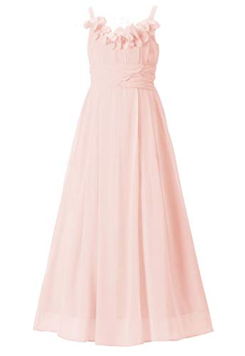 Happy Rose Long Chiffon Flower Girls Dress - Elegant Juniors Bridesmaid Gown for Weddings, Parties & Special Occasions