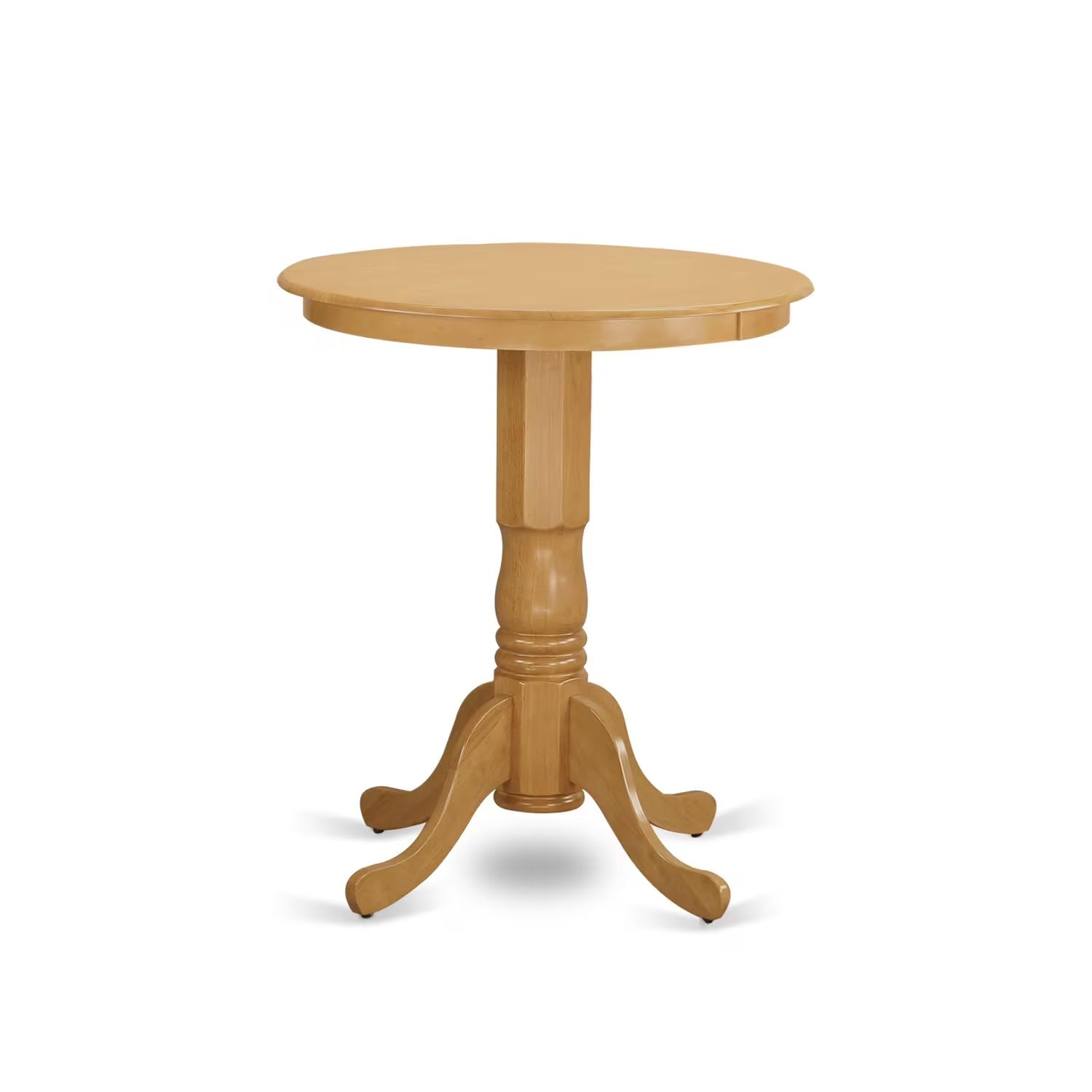 East West Furniture 3 Piece Dining Room Set - Round Pedestal Table & 2 Oasis Blue Faux Leather Chairs, 30x30 Inch, Oak - Perfect for Small Spaces, Breakfast Nooks & Cozy Apartments