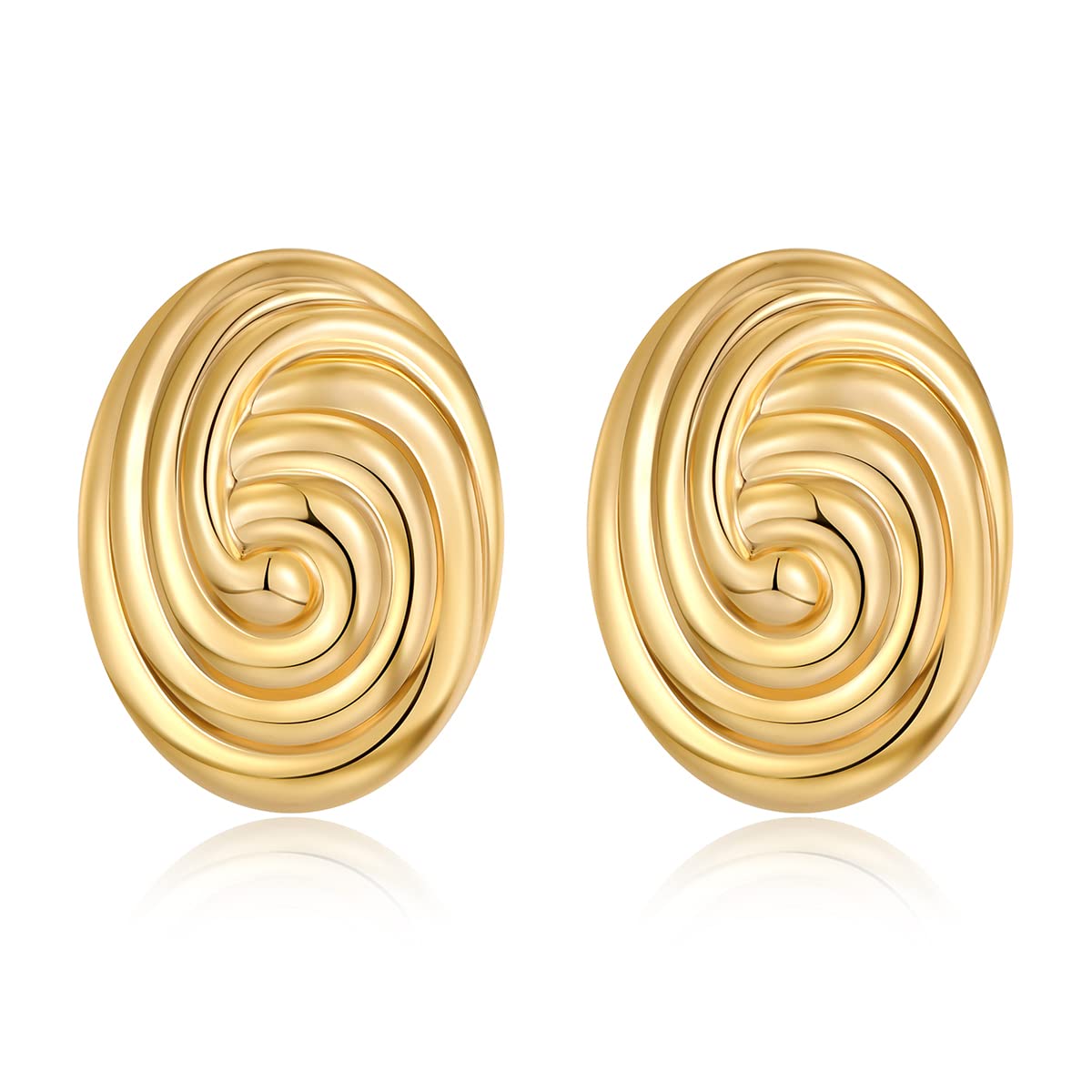 Hypoallergenic Gold Stud Earrings for Women - Oval Vintage Big Stud Earrings Jewelry for Girls | Perfect for Everyday Wear, Parties & Gifts