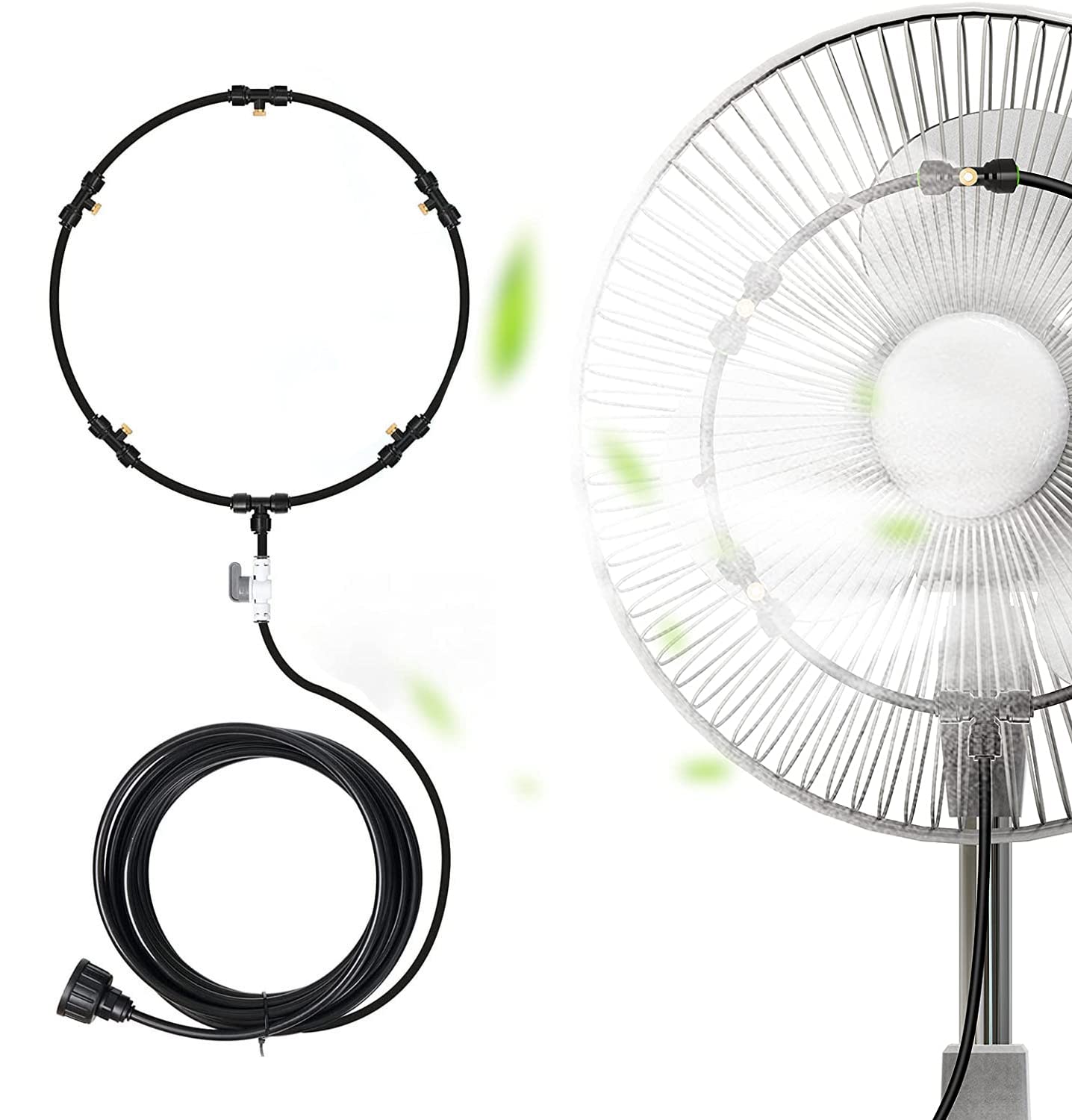 2022 New Outdoor Misting Fan Kit - 26FT (8M) Water Mister Spray Cooling System for Patio, Deck, Garden - Creates Refreshing Breeze in Hot Weather - Fits Any Outdoor Fan (White-10FT) - Perfect for Summer BBQs, Pool Parties and Backyard Relaxation