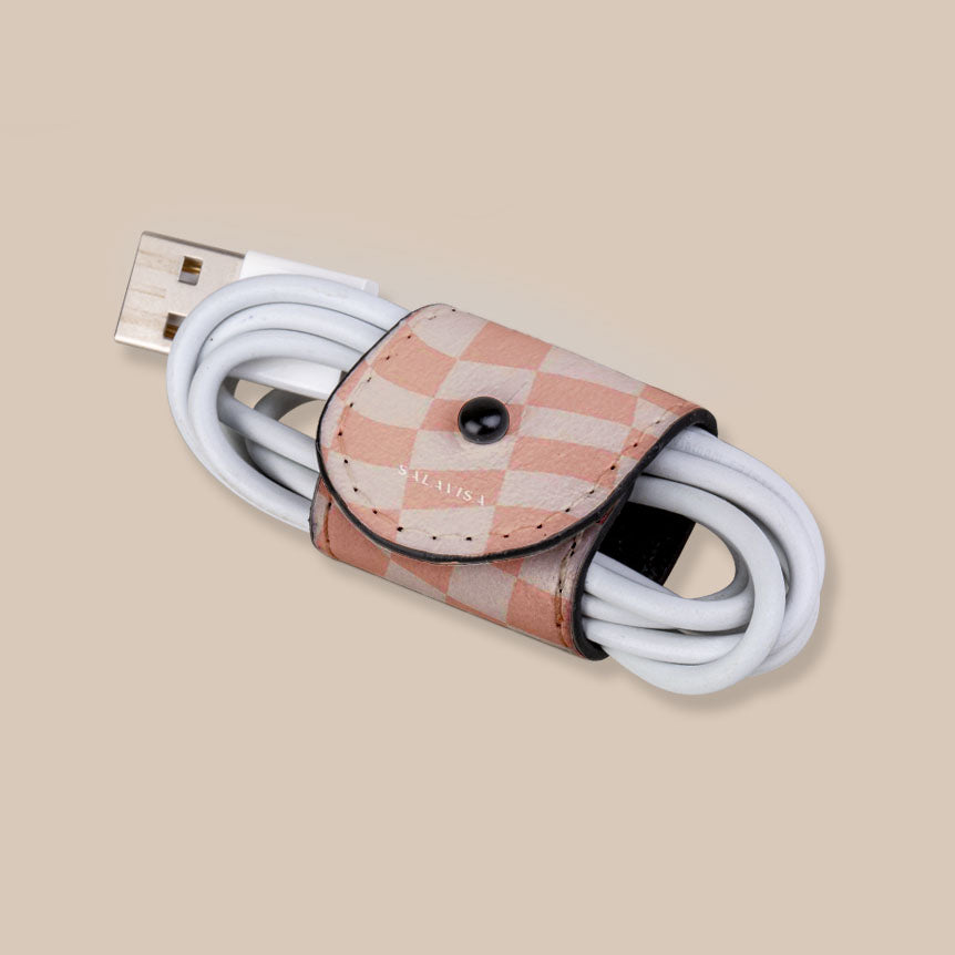 Neutral Wave Checkered EcoWrap Cord - Sustainable Reusable Gift Wrapping & Decorative Ribbon for DIY Crafts, Parties, and Eco-Friendly Packaging