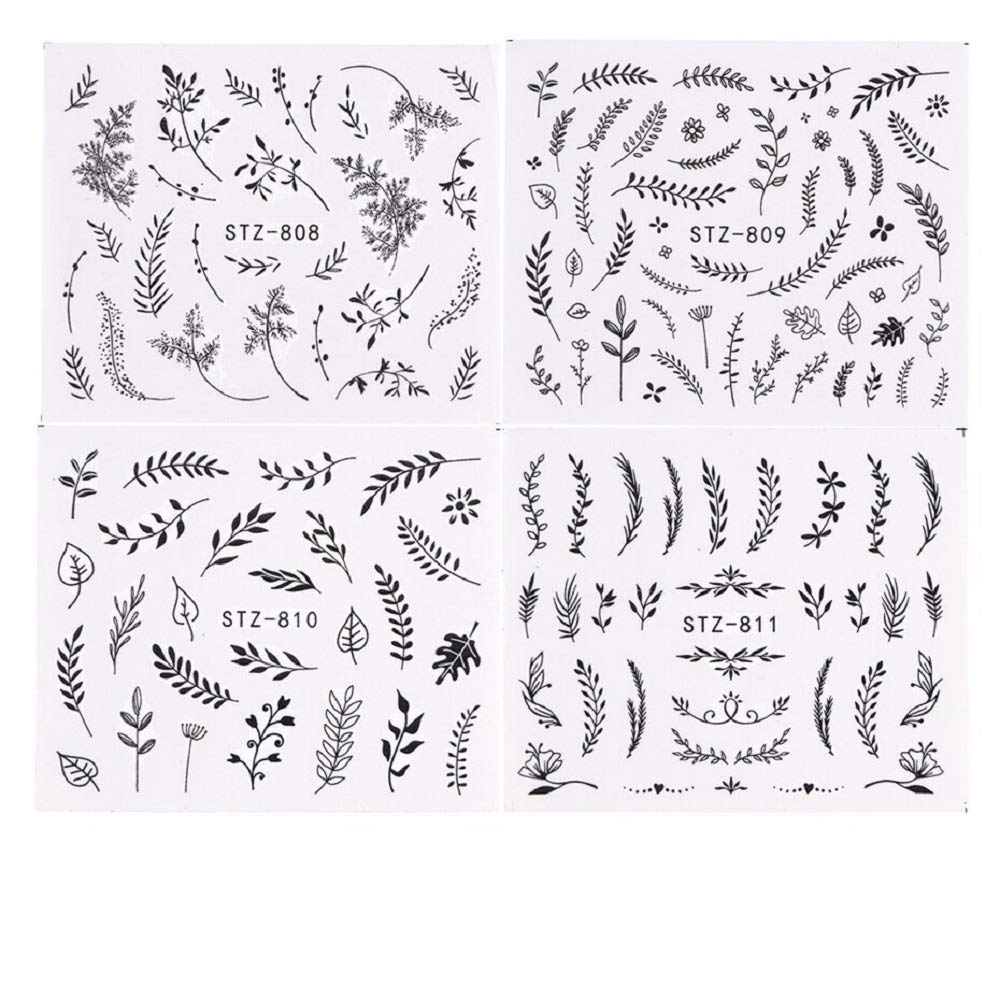 4pcs Leaf Nail Stickers - Spring Floral DIY Nail Art for Home & Party