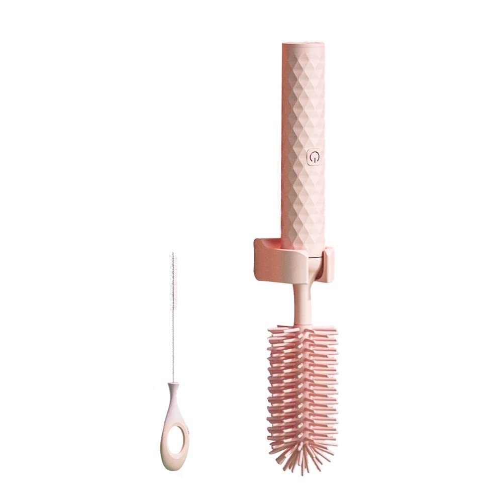 **Leihao Electric Baby Bottle Brush Set - Waterproof Silicone Nipple Cleaner for Infants (Pink) | Perfect for Breast Pump Parts, Baby Bottles & Pacifiers**