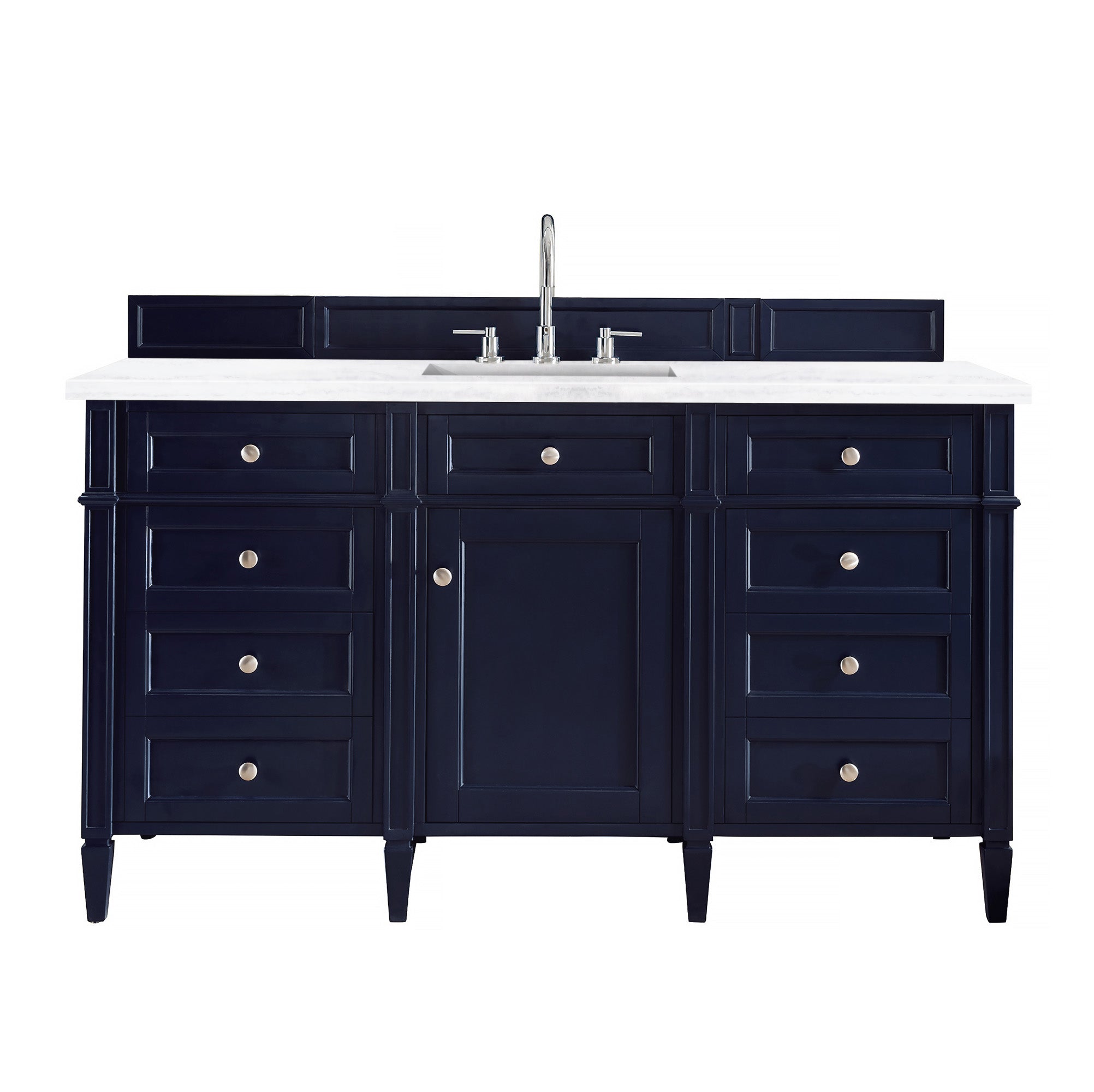 Brittany 60-Inch Victory Blue Single Bathroom Vanity with 3CM Arctic Fall Solid Surface Countertop - Perfect for Modern Master Bathrooms & Guest Suites