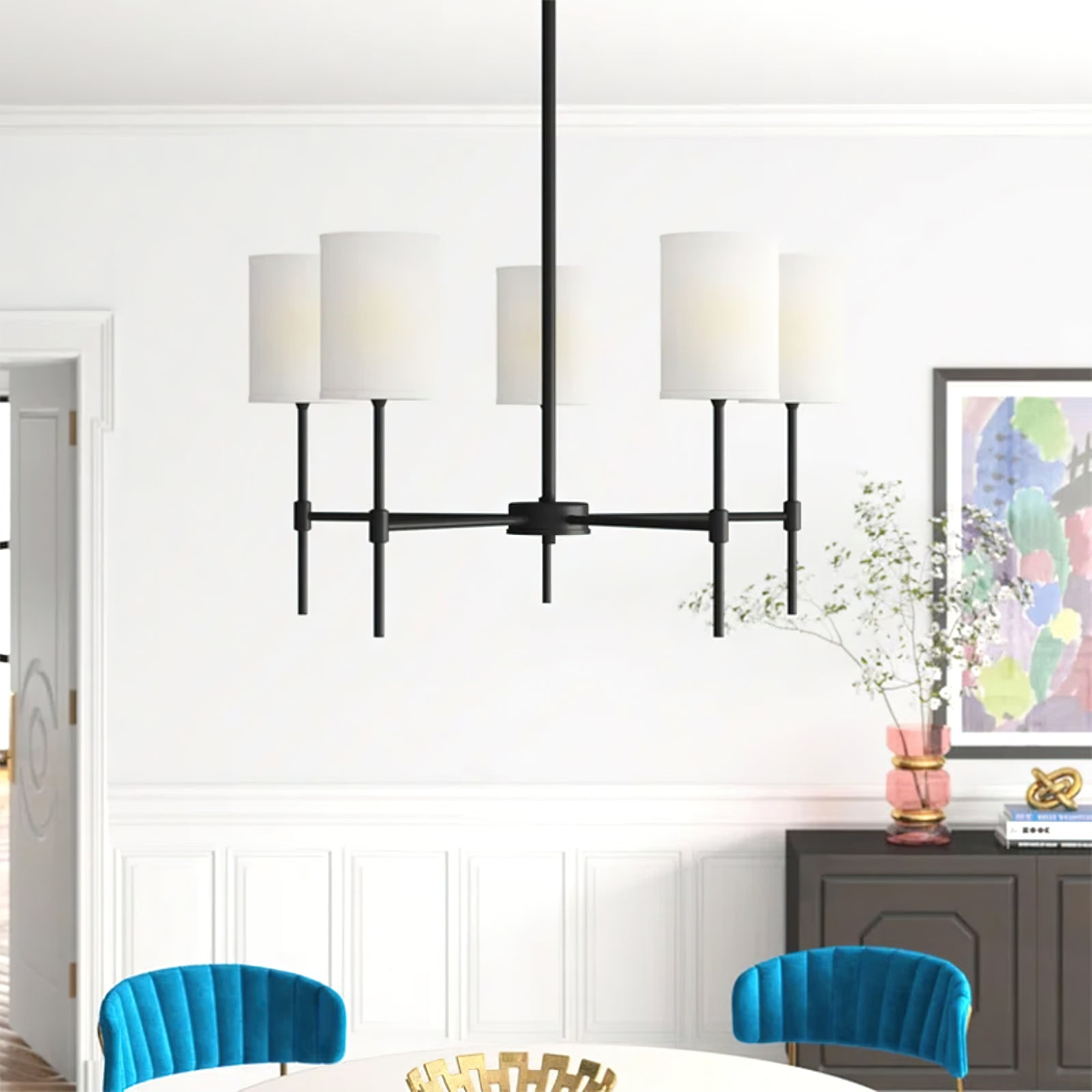 Camila Crystal Chandelier - Elegant Modern Ceiling Light Fixture for Dining Room, Living Room & Bedroom | Perfect for Home Decor & Wedding Events