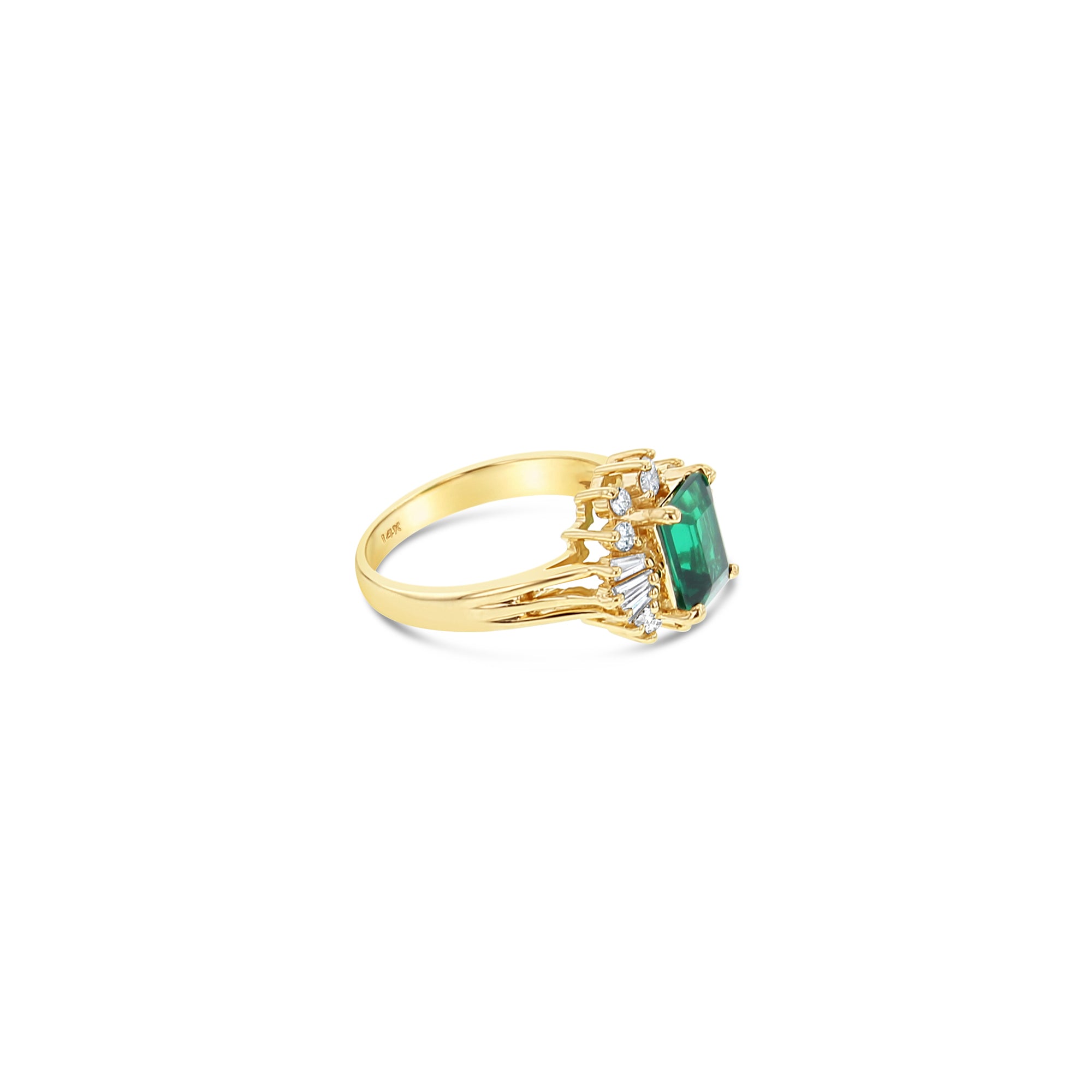 Lab-Created Emerald and Diamond Halo Engagement Ring - 14K Gold Wedding Band for Women, Perfect for Proposals, Anniversaries & Special Occasions