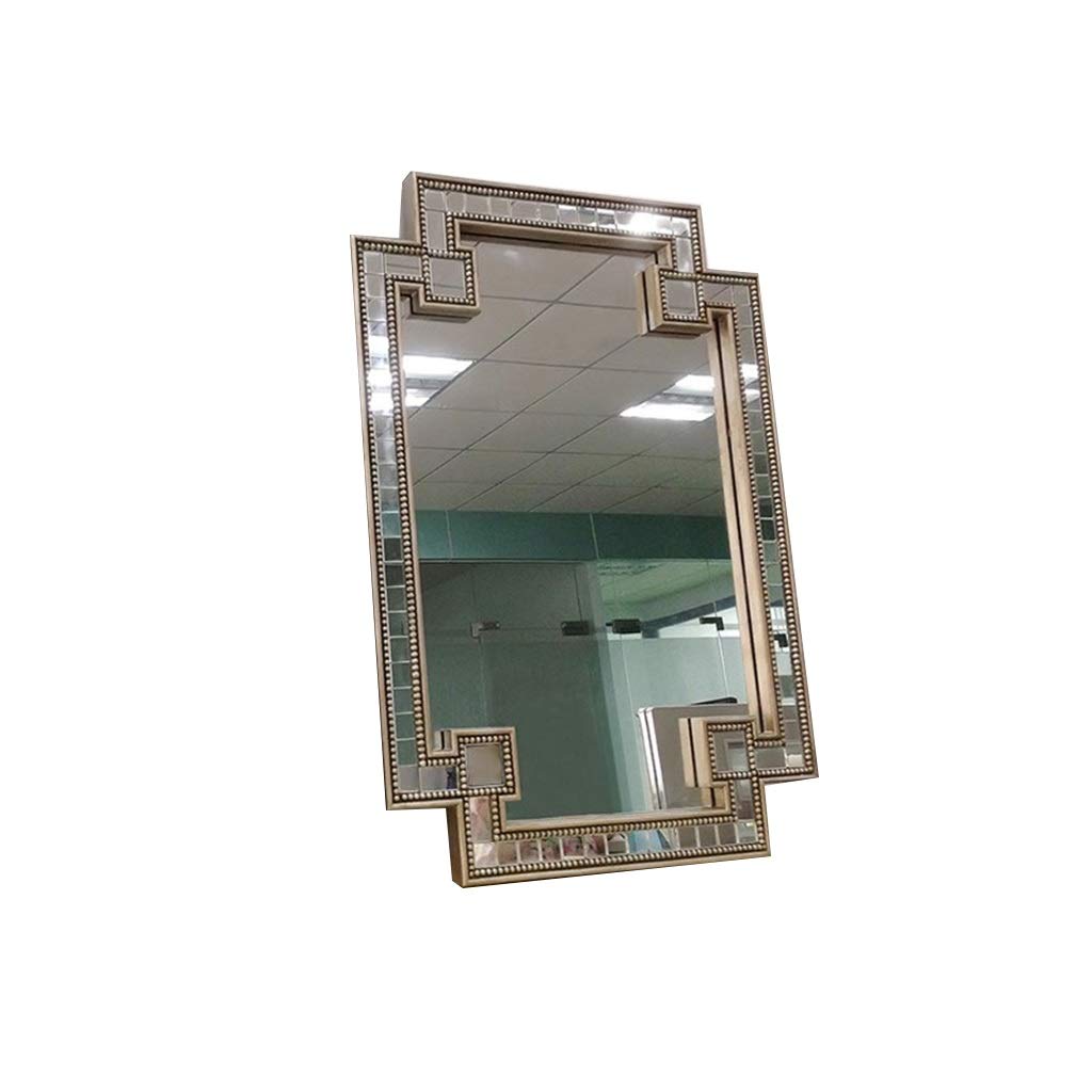 Large Gold Decorative Wall Mirror - Irregular Rectangular Vanity Mirror for Bedroom, Dresser & Living Room | Wall-Mounted Makeup Mirror with Adjustable Lighting | Perfect for Dressing Table, Home Decor & Beauty Routine (Silver)