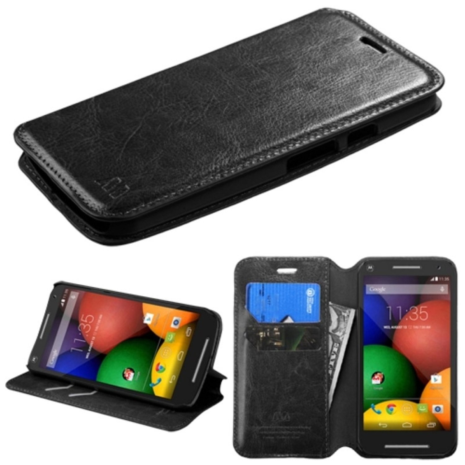 Motorola Moto G2 MyBat Wallet Case - Black for Daily Protection