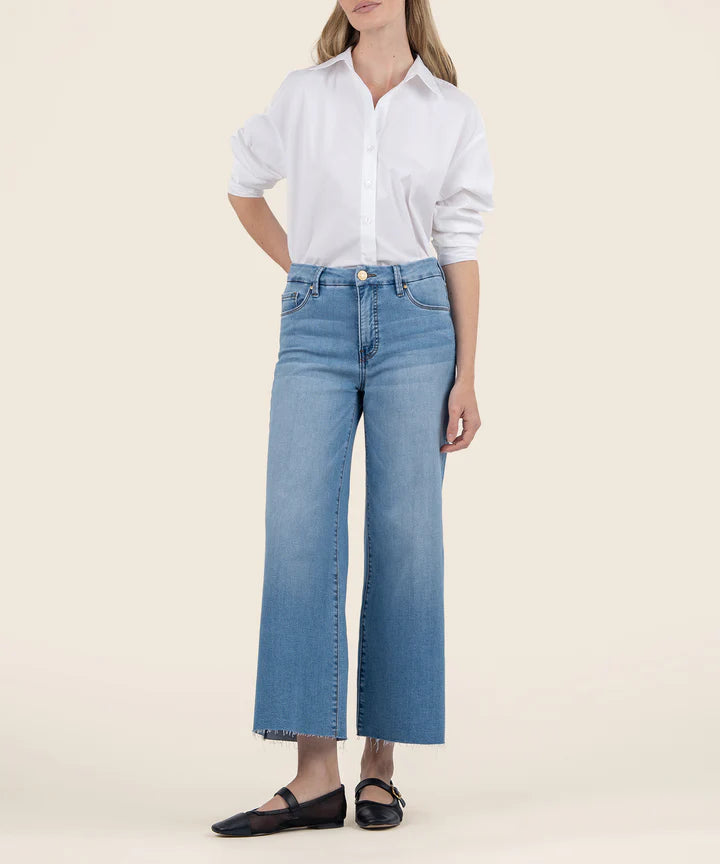 Kut High Rise Mega Wide Leg Jeans for Women - Trendy Stretch Denim Pants, Comfortable & Flattering Fit - Perfect for Casual Outings, Workwear, and Night Out