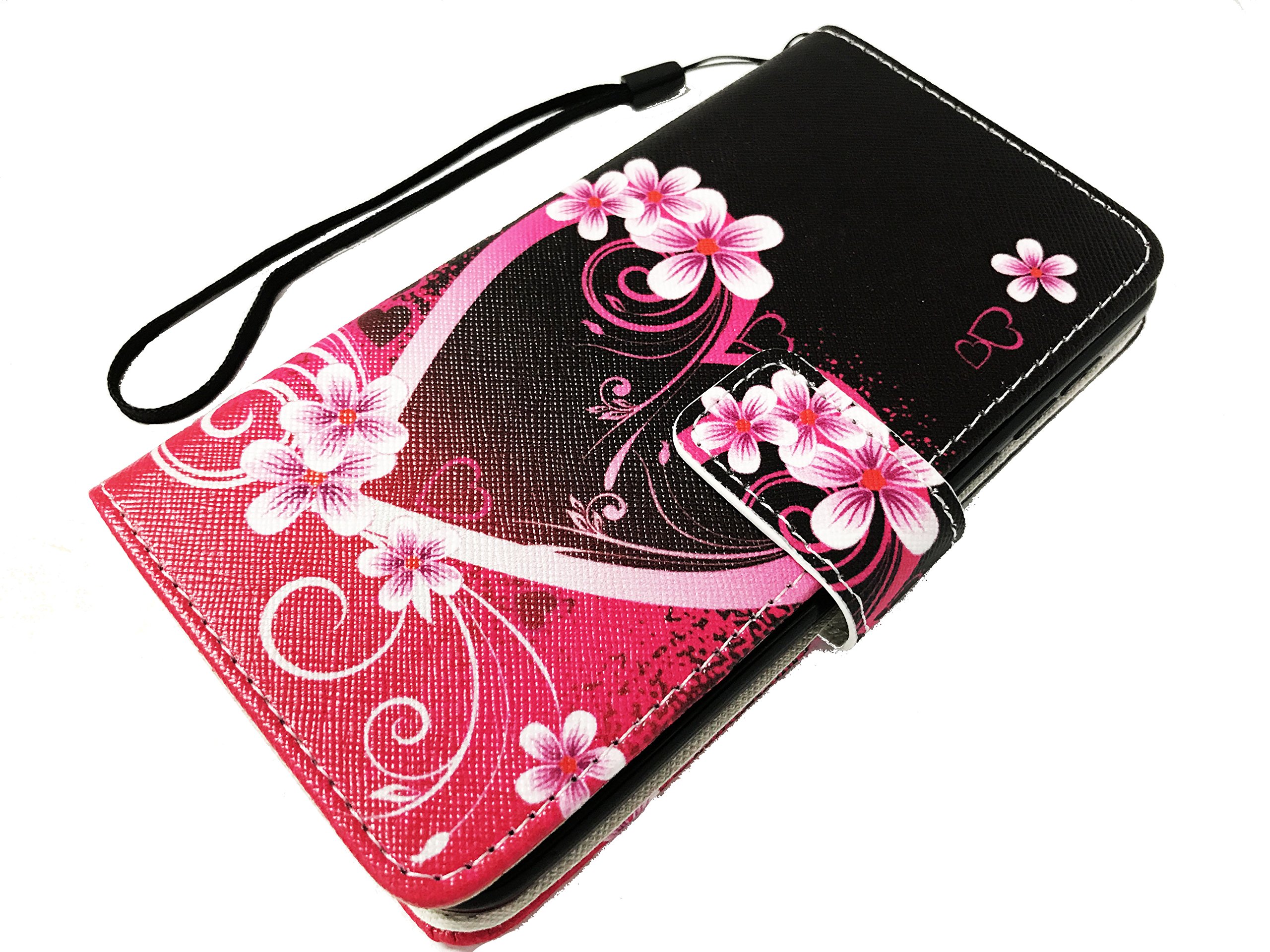 Essential PH-1 Wallet Case with Credit Card Holder & Kickstand - Slim Protective Phone Cover for Essential Phone (Pink Heart Design) | Perfect for Hands-Free Viewing & Secure Card Storage