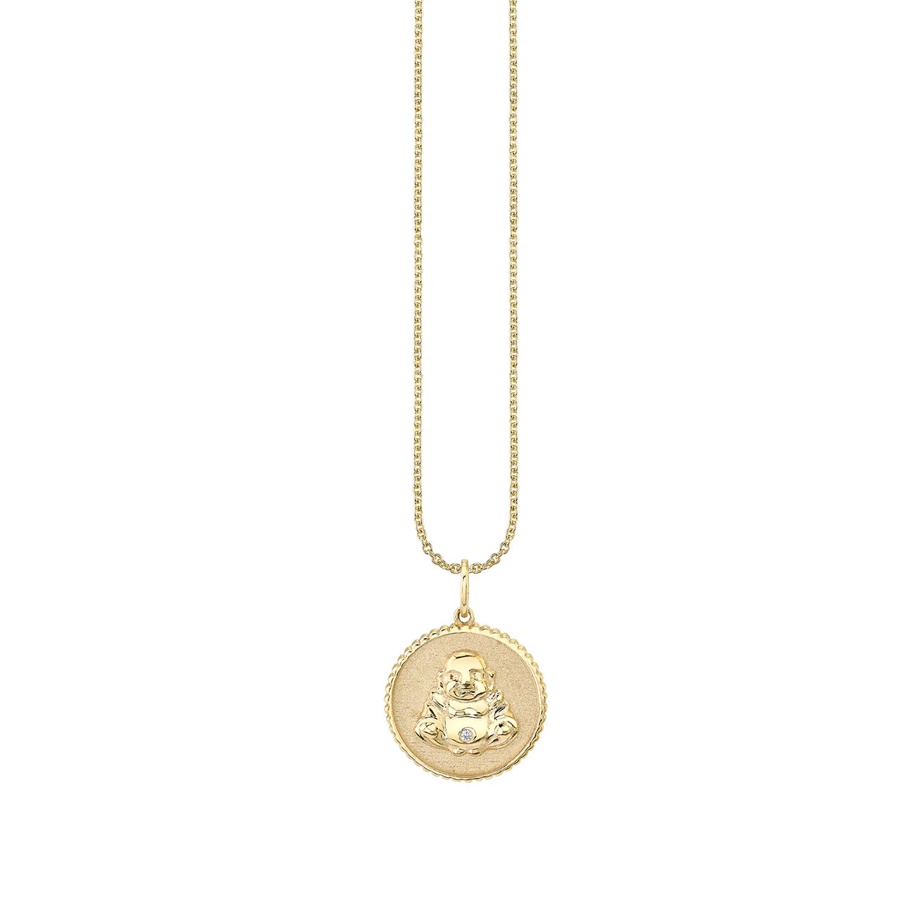 Sydney Evan Small Sitting Buddha Coin Charm Necklace - Spiritual Jewelry for Meditation & Positive Energy - Perfect for Yoga, Mindfulness & Gift Giving