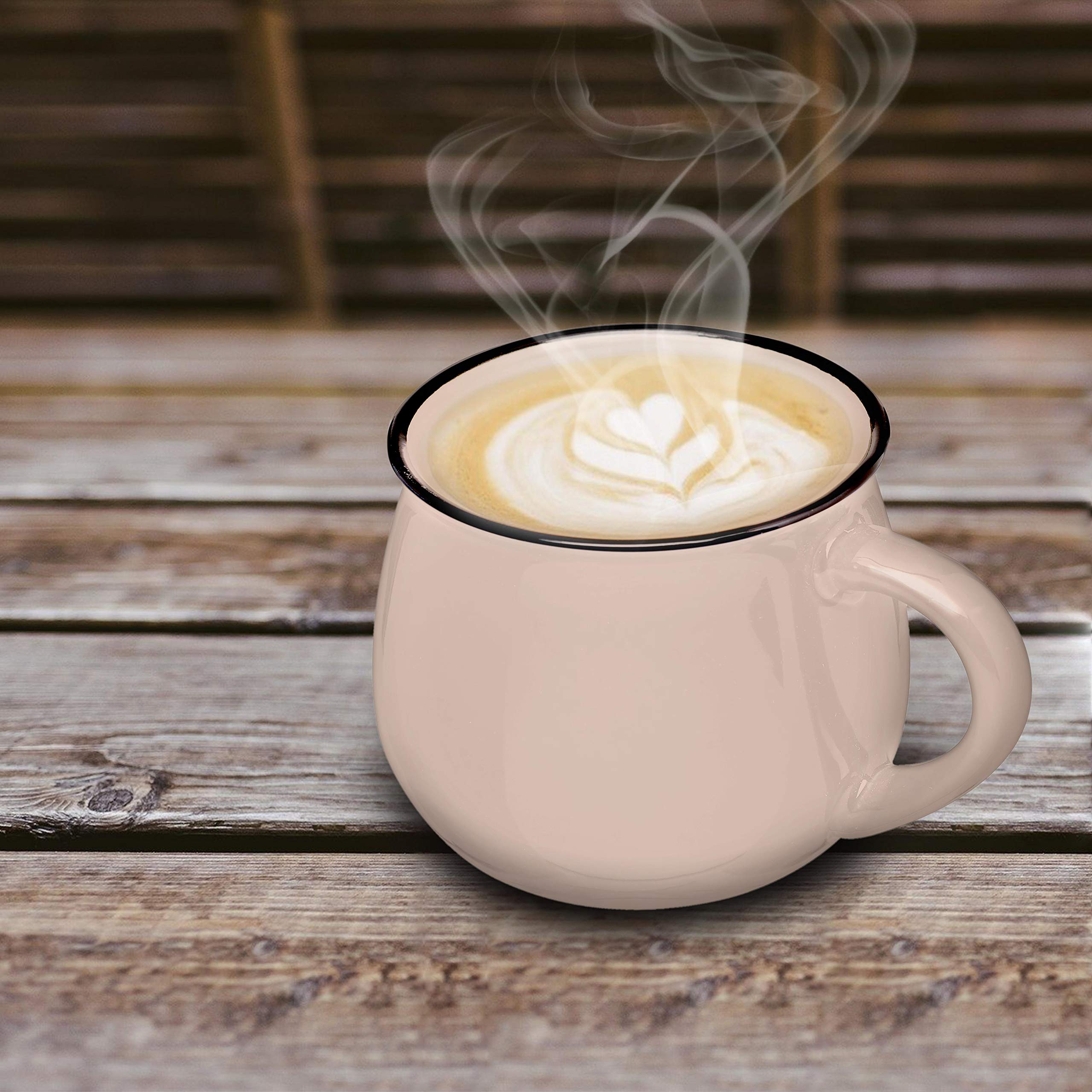 Personalized 12 oz Glazed Campfire Coffee Mugs - Bulk Set of 50 - Custom Ceramic Mugs for Coffee, Tea, Hot Chocolate & Espresso - Perfect for Cafes, Restaurants, Camping & Gifts - Cream Color
